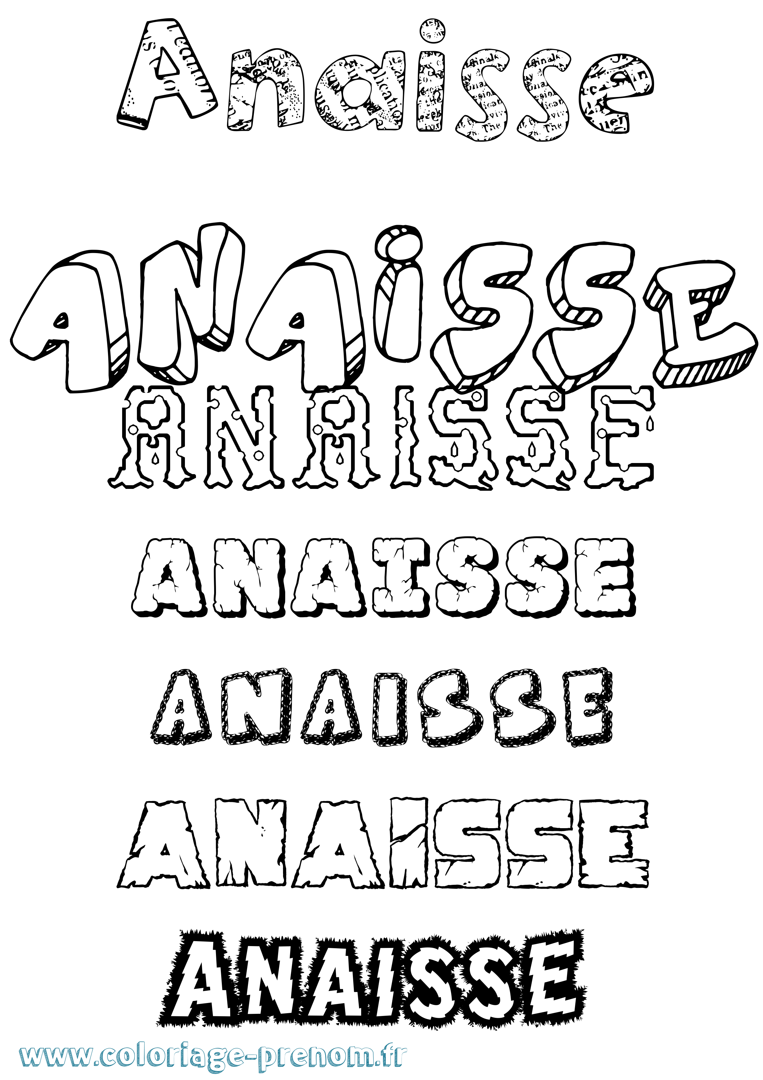 Coloriage prénom Anaisse Destructuré
