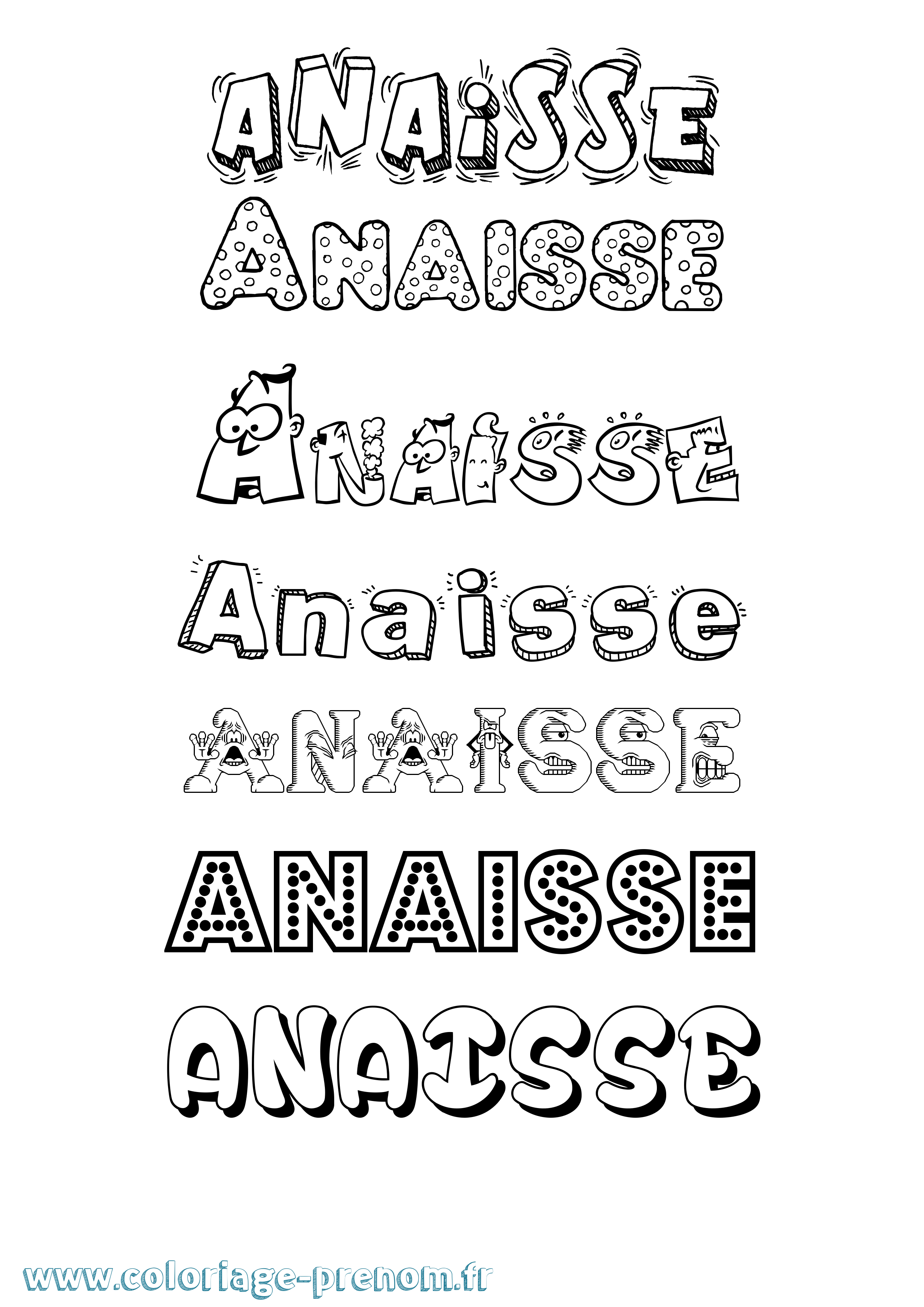 Coloriage prénom Anaisse Fun