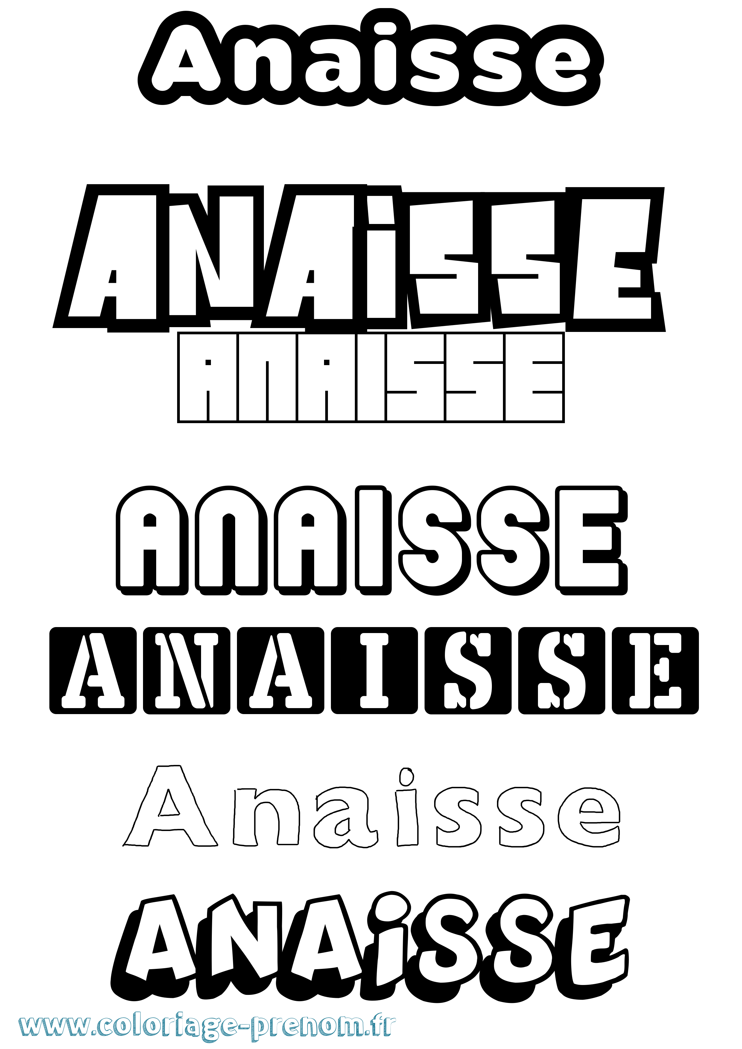 Coloriage prénom Anaisse Simple