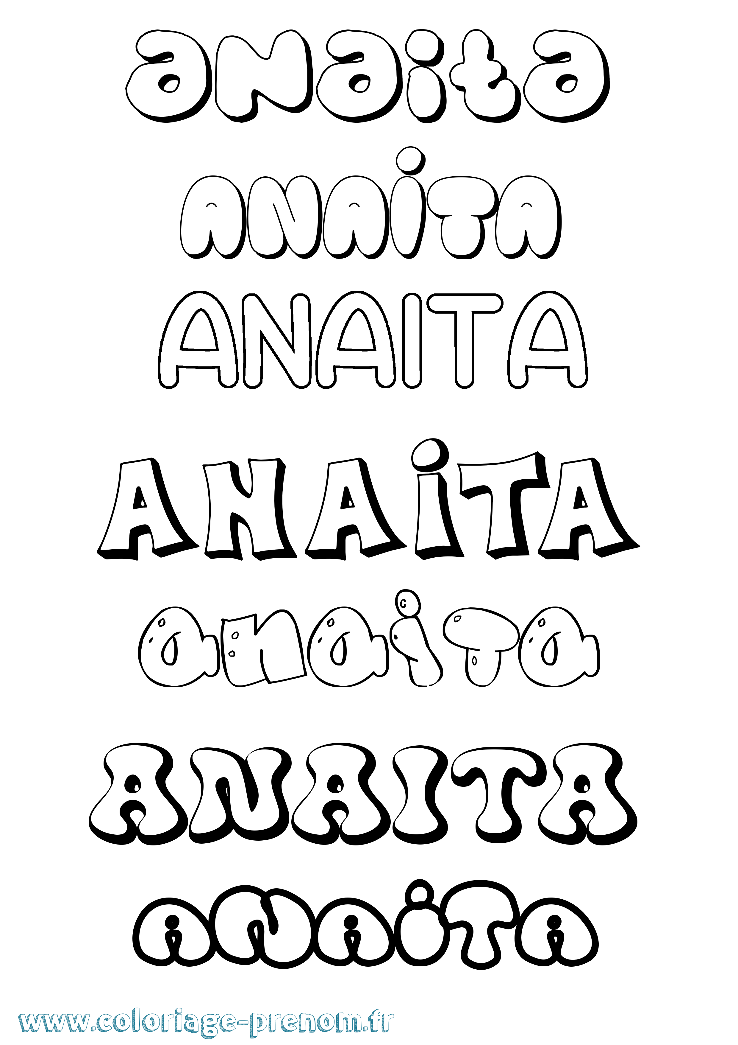 Coloriage prénom Anaita Bubble