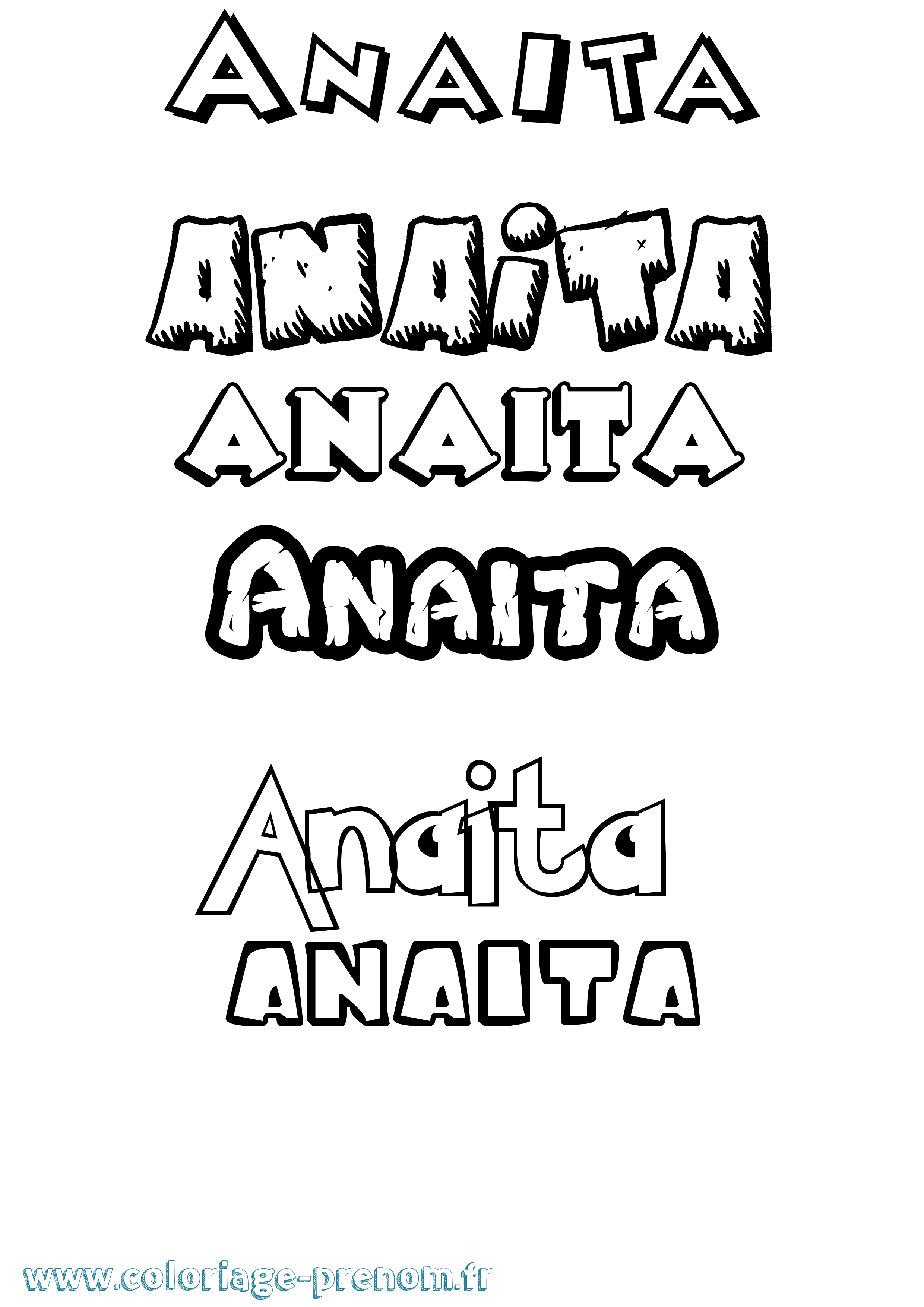 Coloriage prénom Anaita Dessin Animé