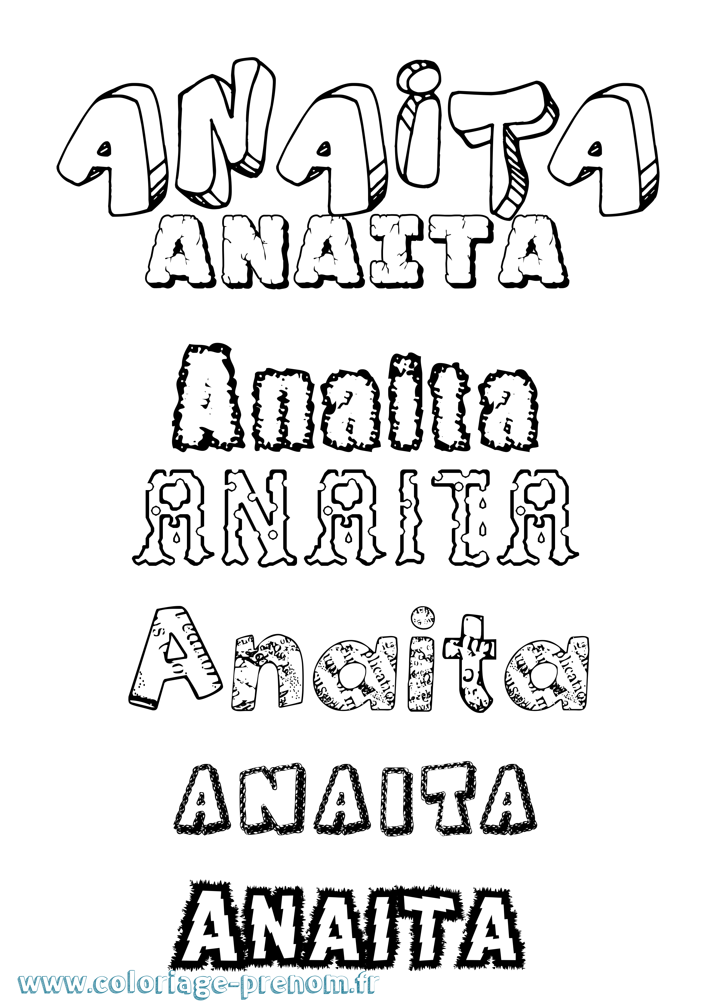 Coloriage prénom Anaita Destructuré