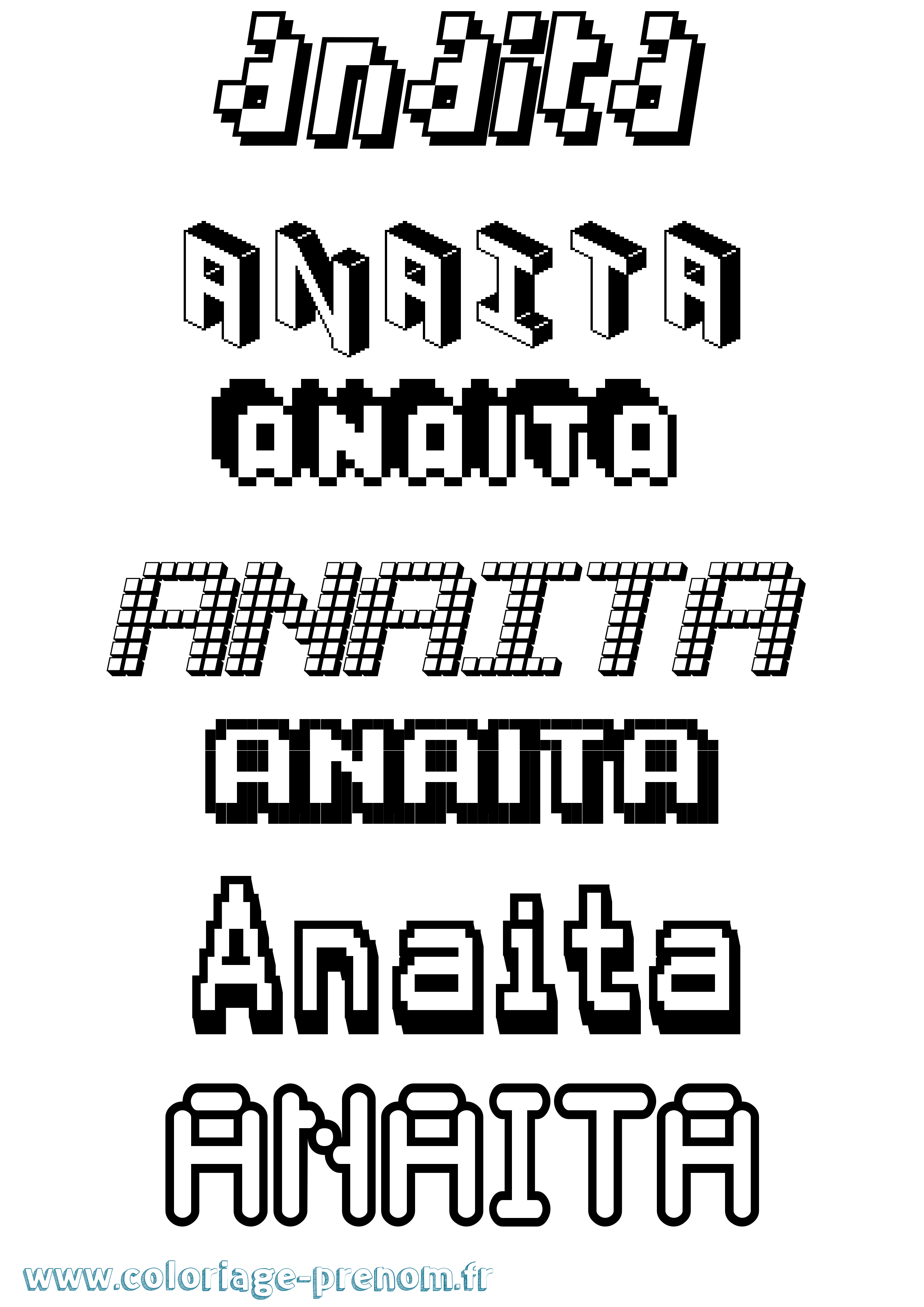 Coloriage prénom Anaita Pixel