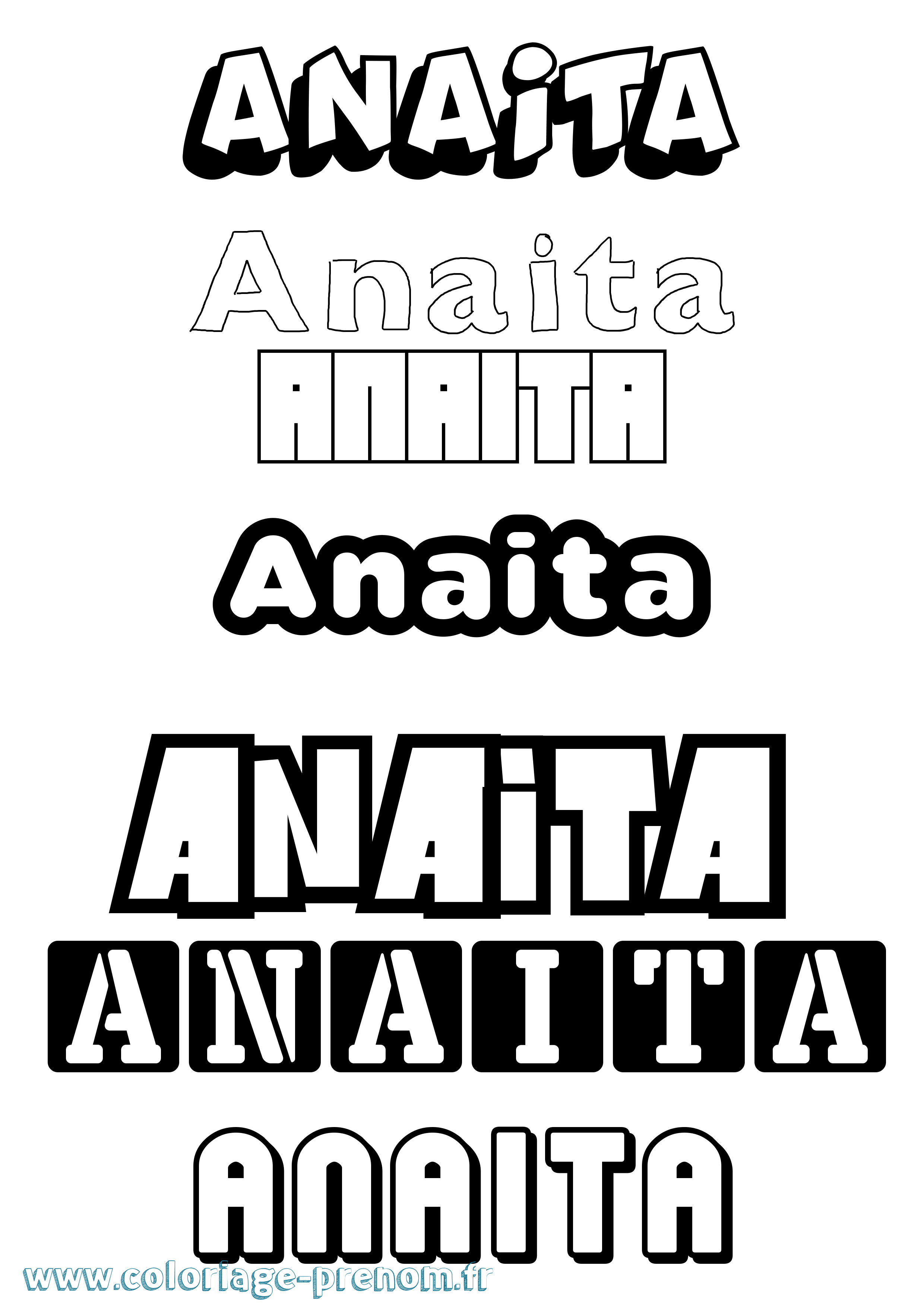 Coloriage prénom Anaita Simple