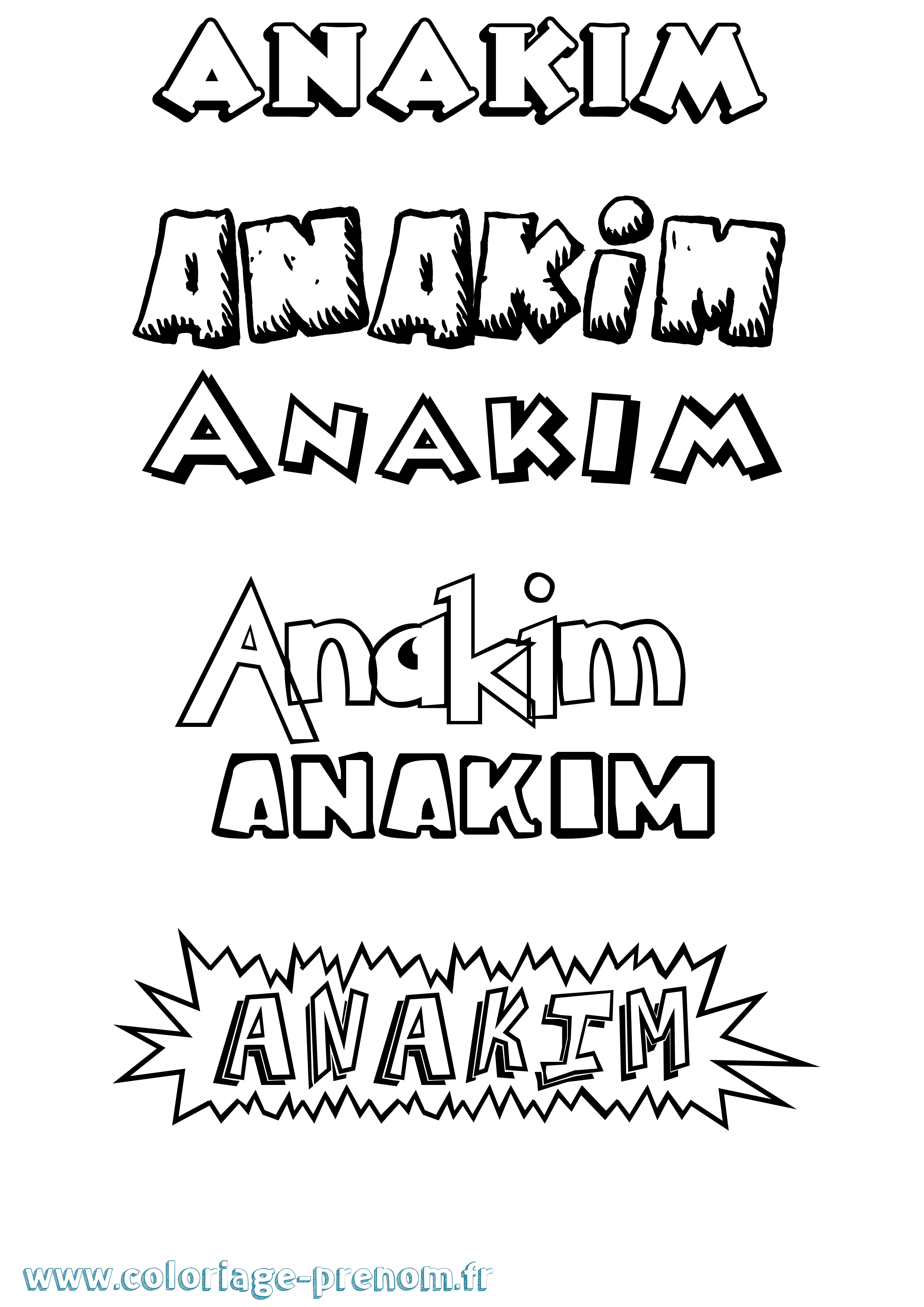 Coloriage prénom Anakim Dessin Animé