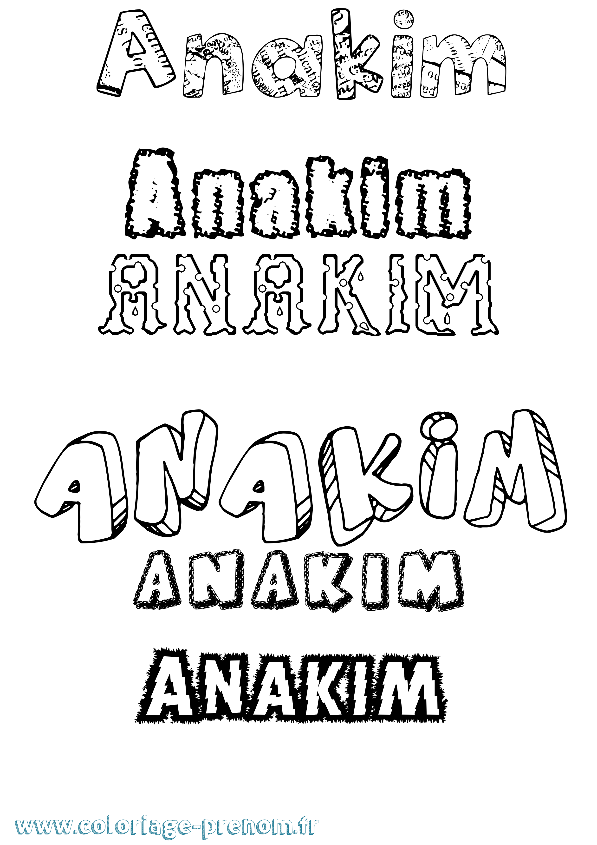 Coloriage prénom Anakim Destructuré