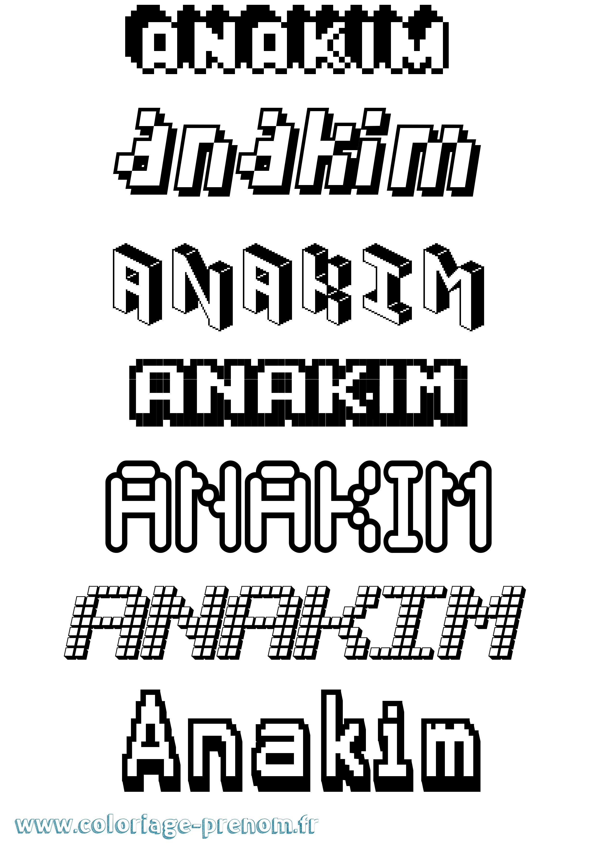 Coloriage prénom Anakim Pixel