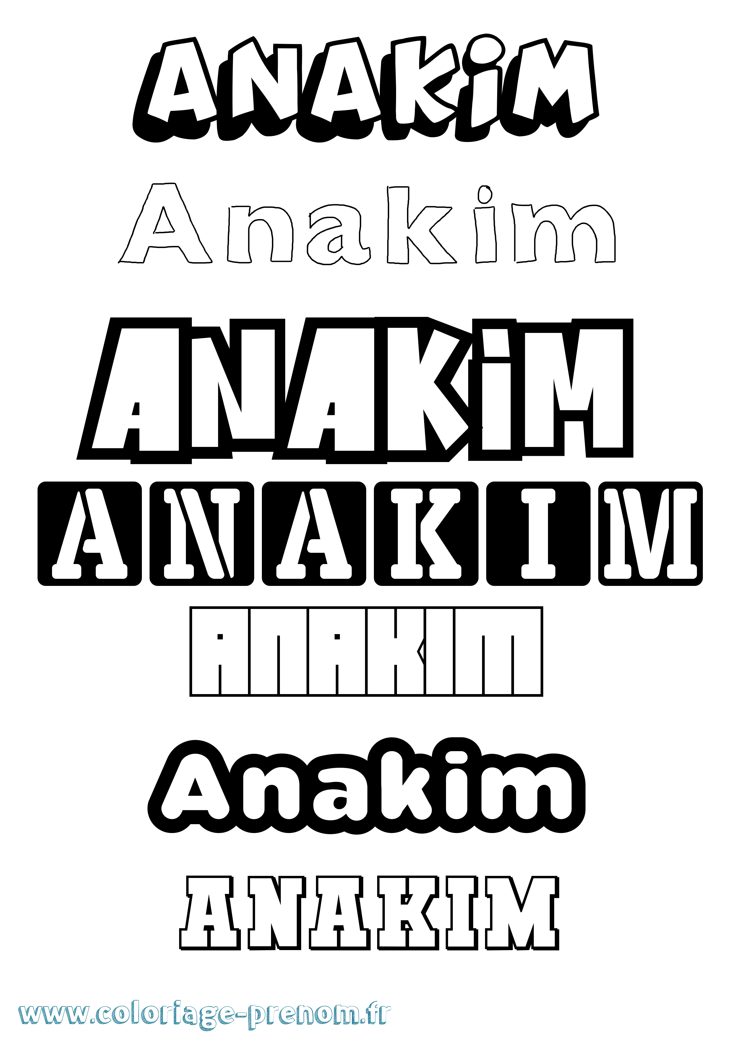 Coloriage prénom Anakim Simple
