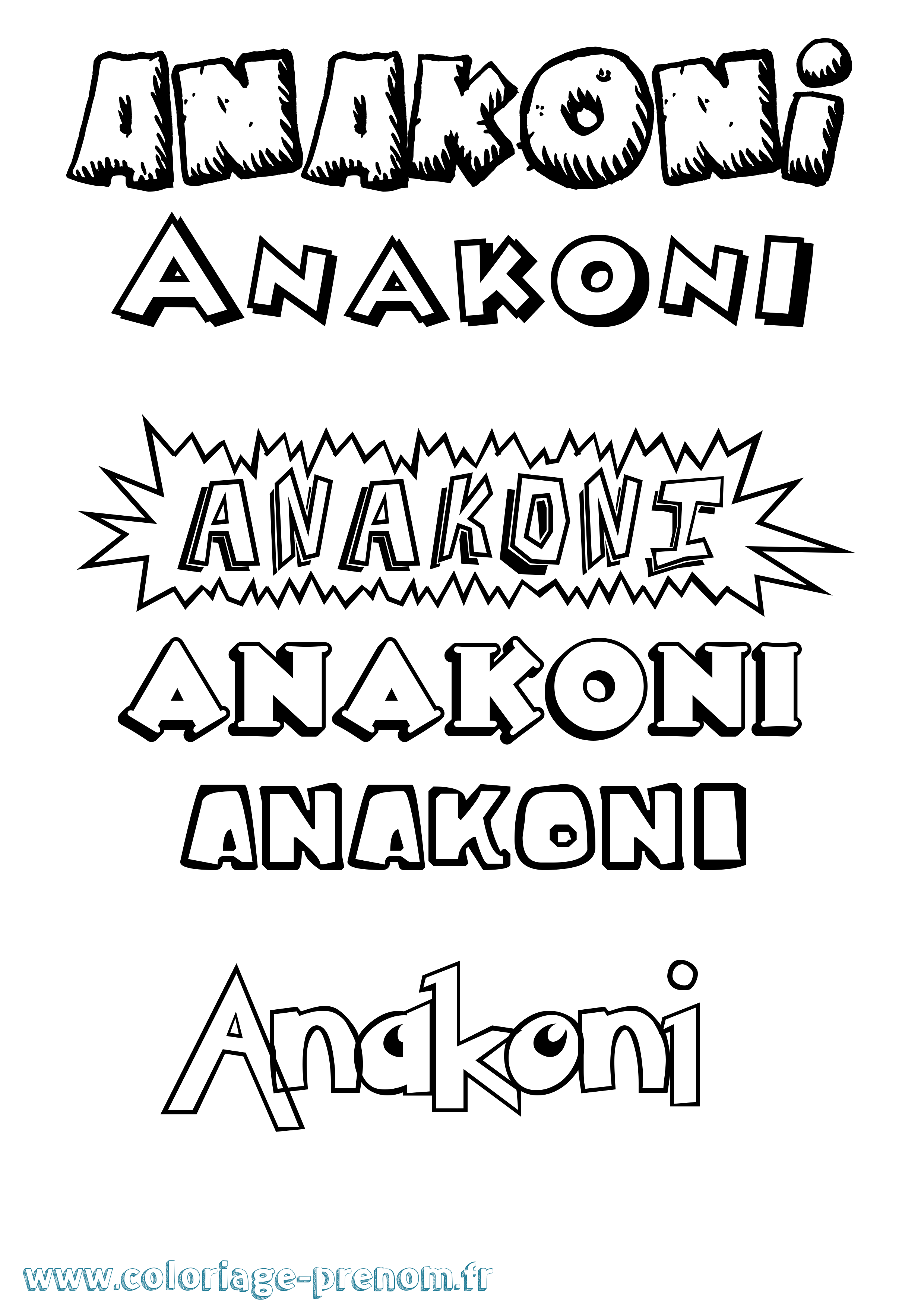 Coloriage prénom Anakoni Dessin Animé