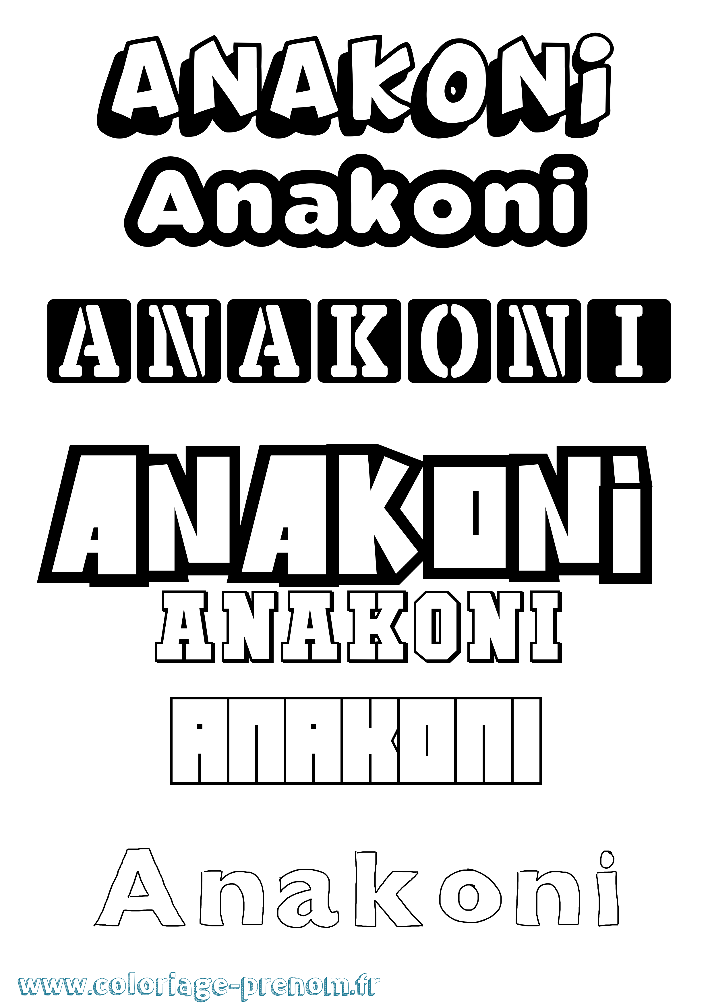 Coloriage prénom Anakoni Simple