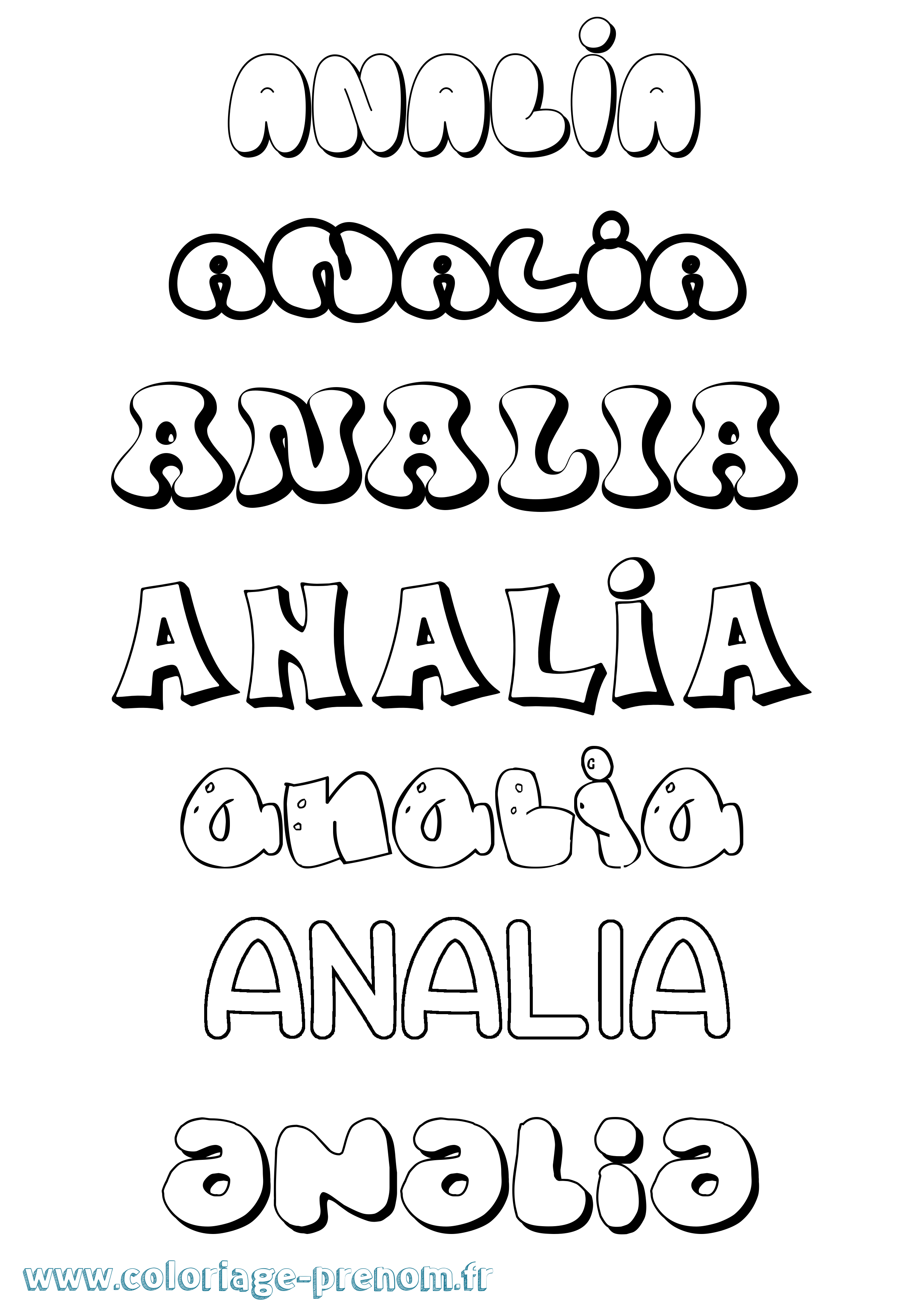 Coloriage prénom Analia Bubble