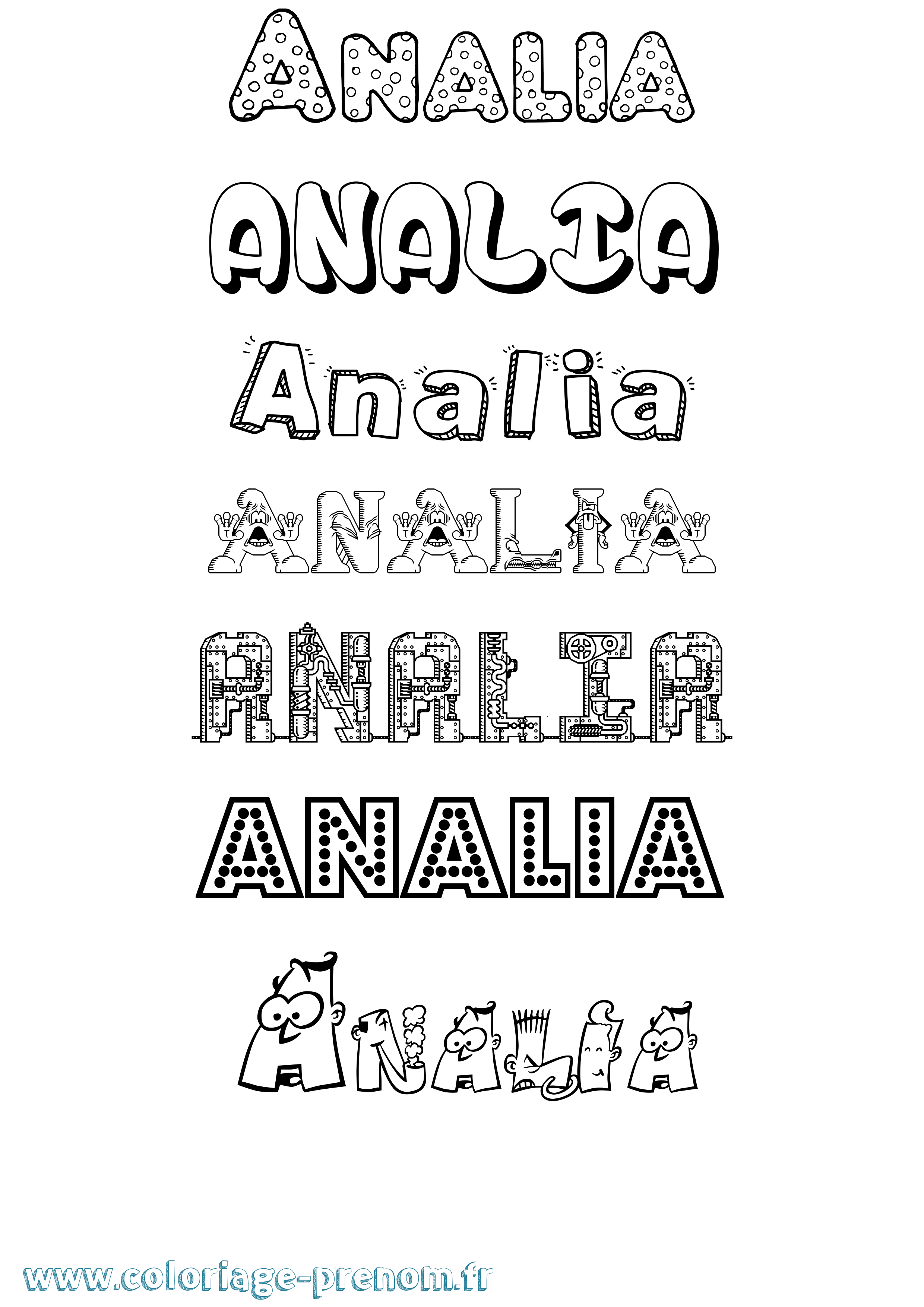 Coloriage prénom Analia Fun