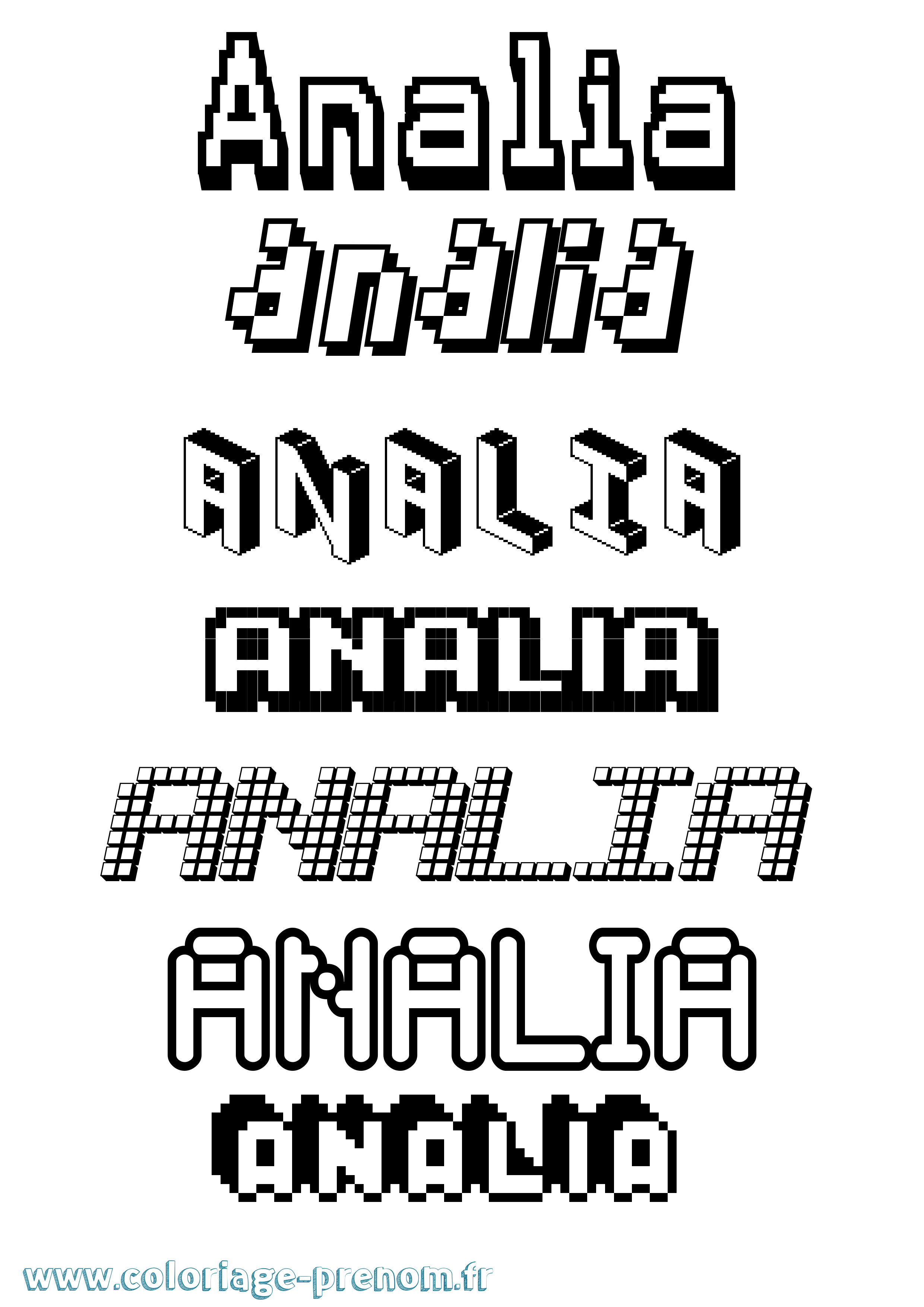 Coloriage prénom Analia Pixel
