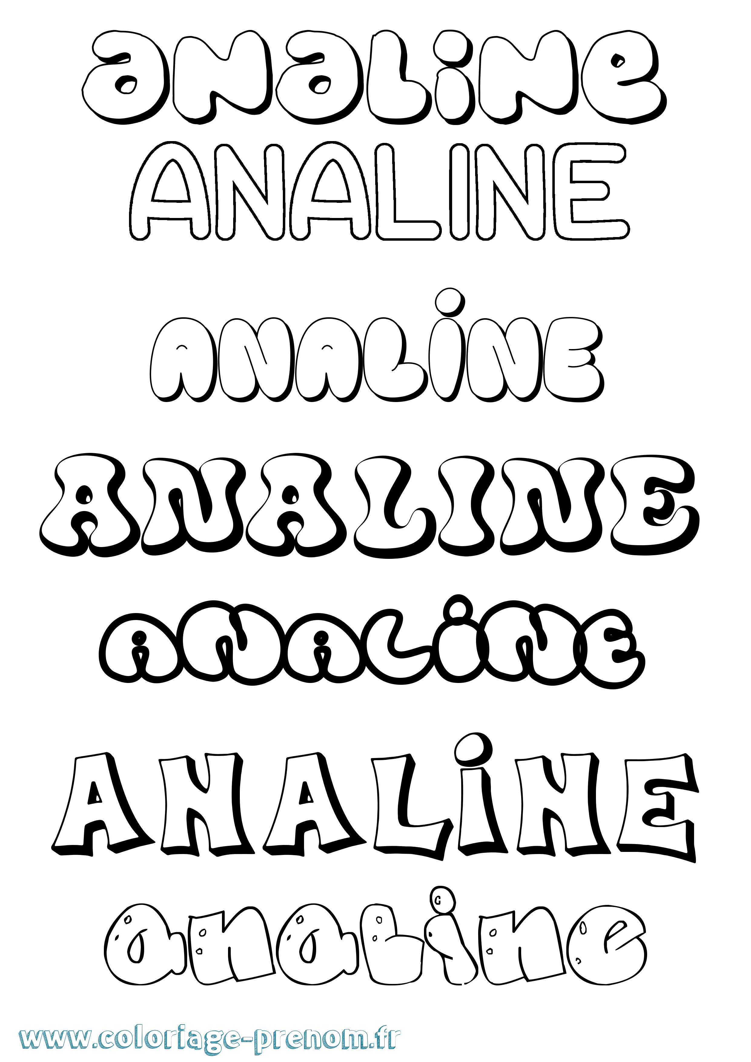 Coloriage prénom Analine Bubble