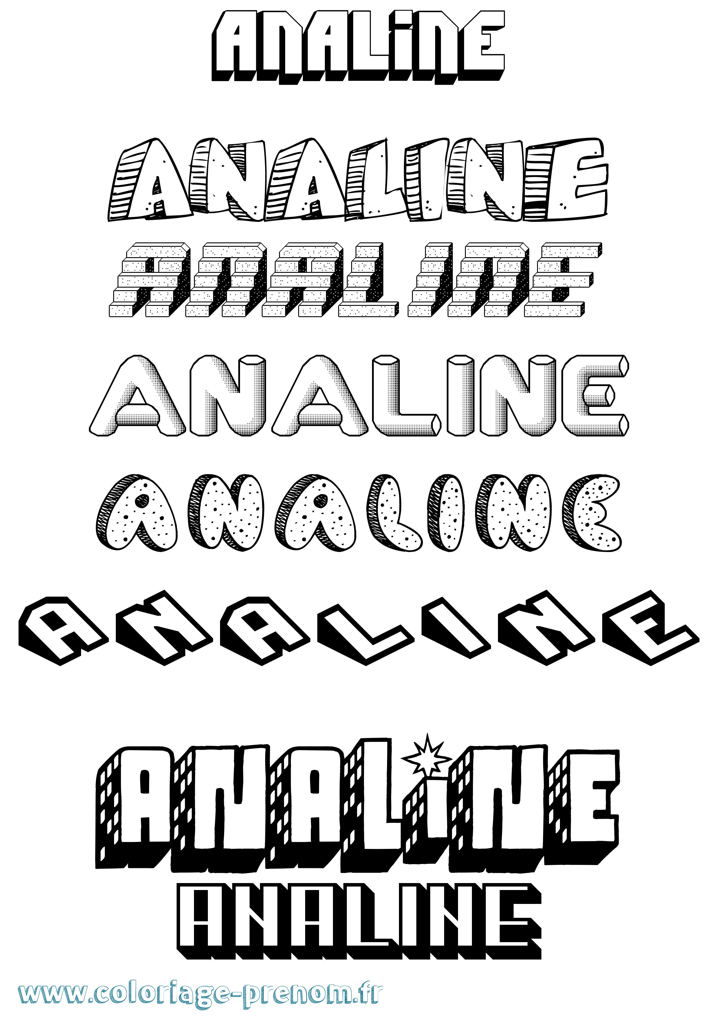 Coloriage prénom Analine Effet 3D