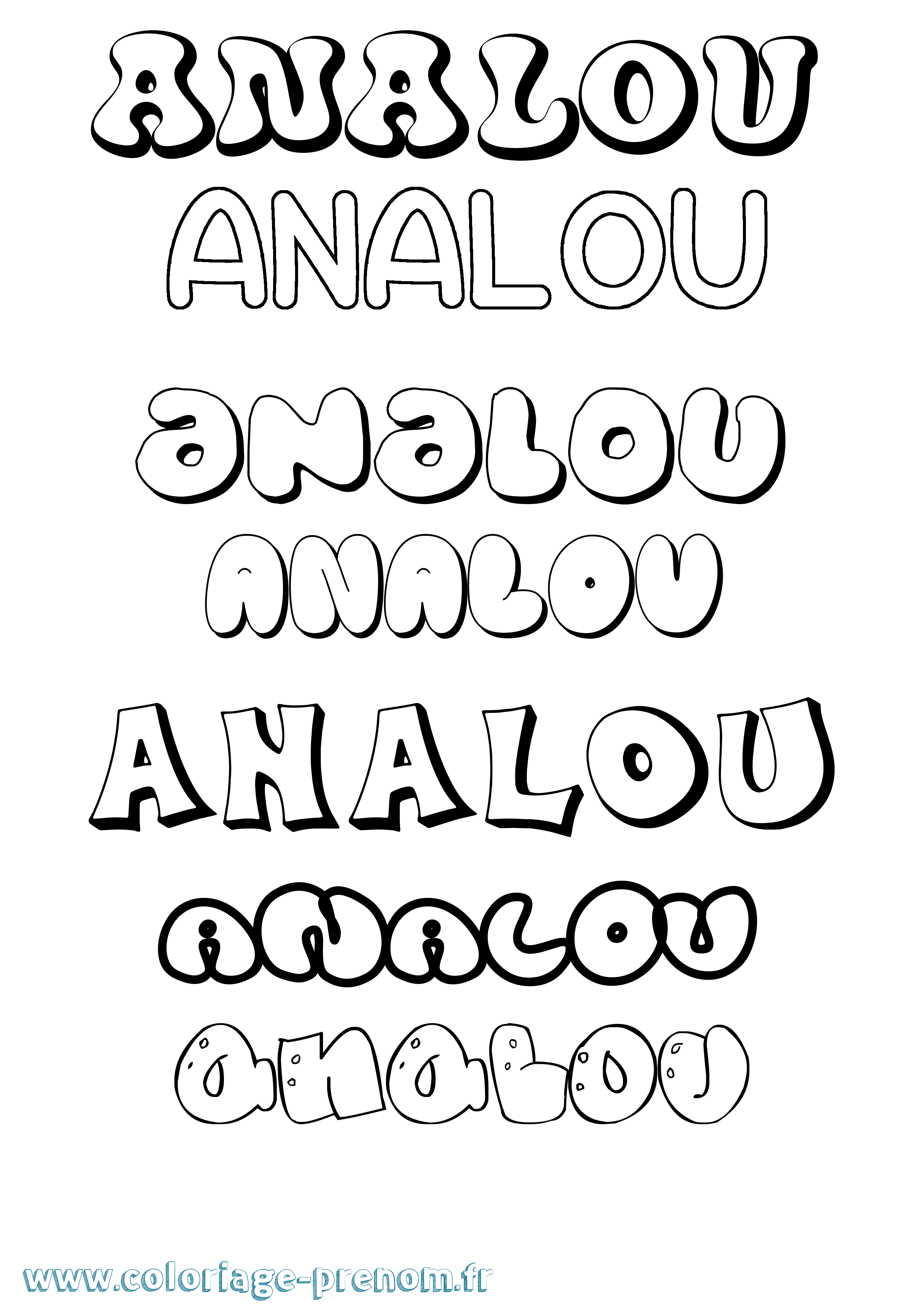 Coloriage prénom Analou Bubble