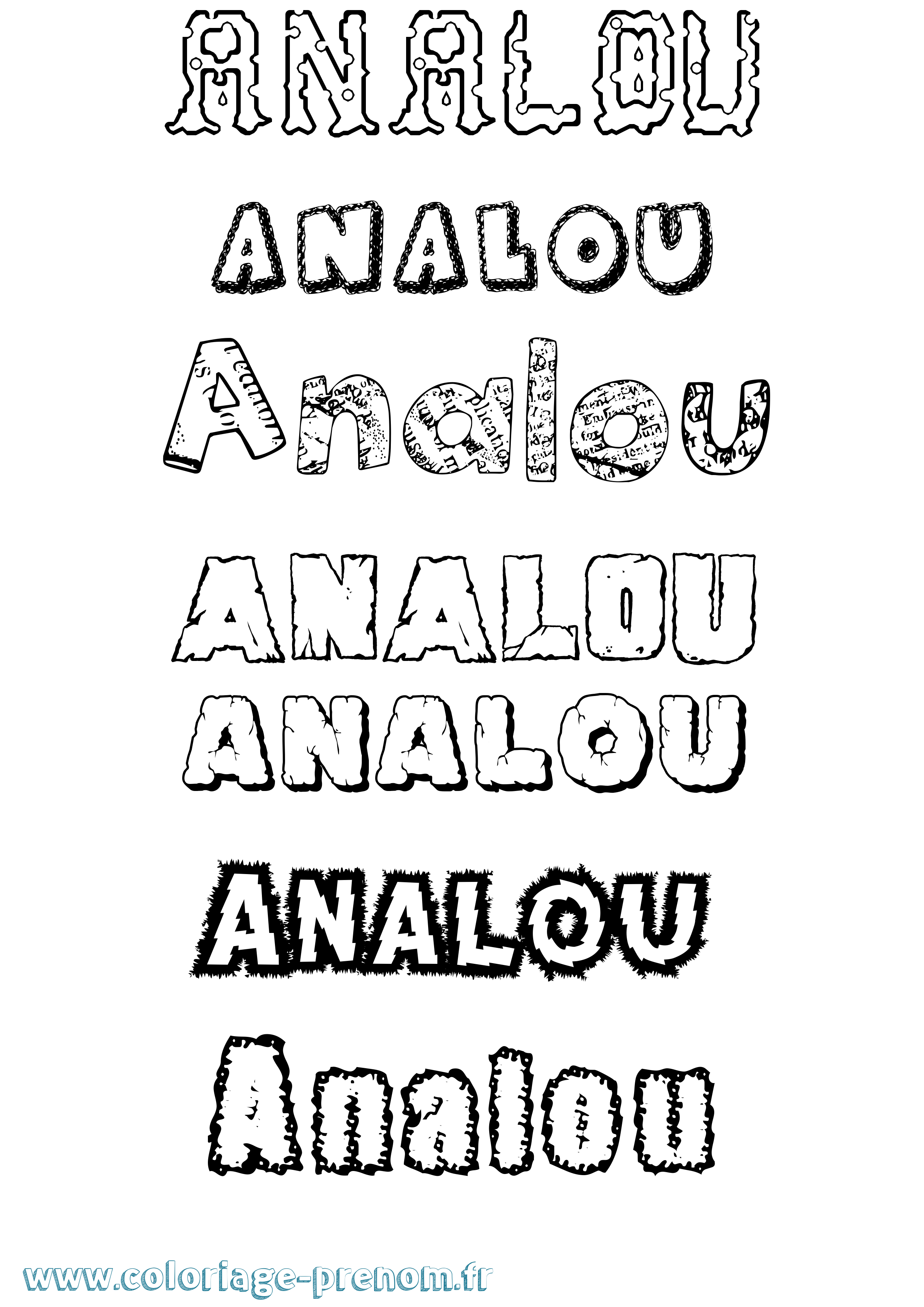 Coloriage prénom Analou Destructuré