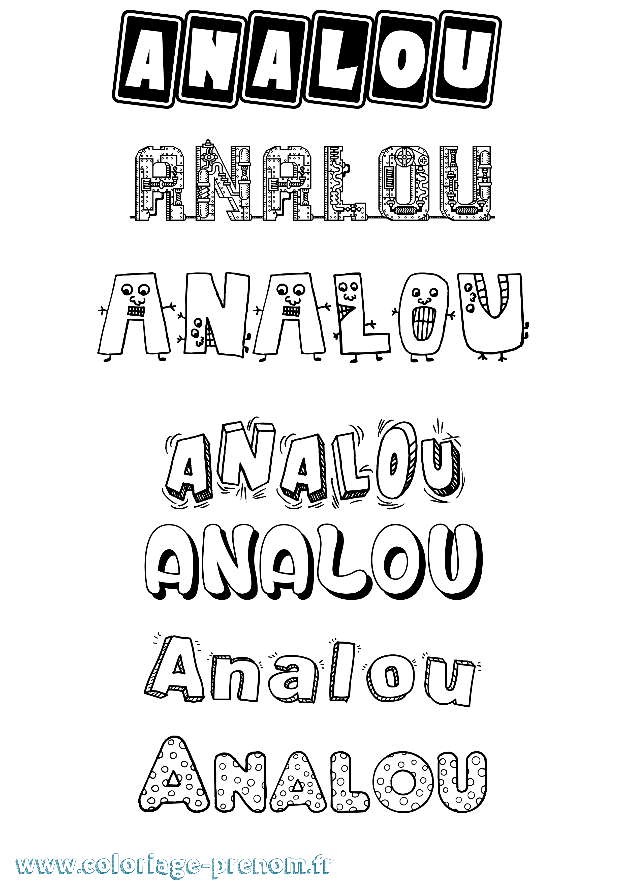 Coloriage prénom Analou Fun