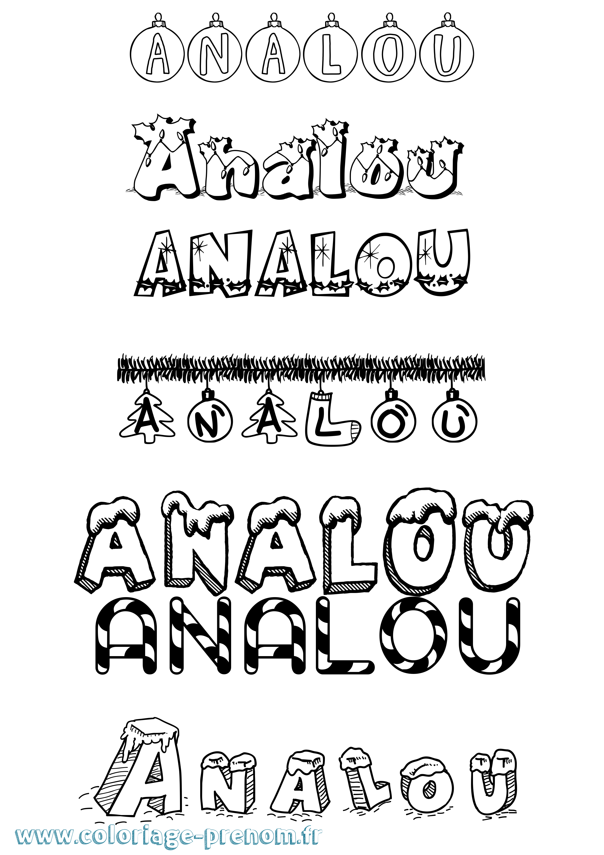 Coloriage prénom Analou Noël