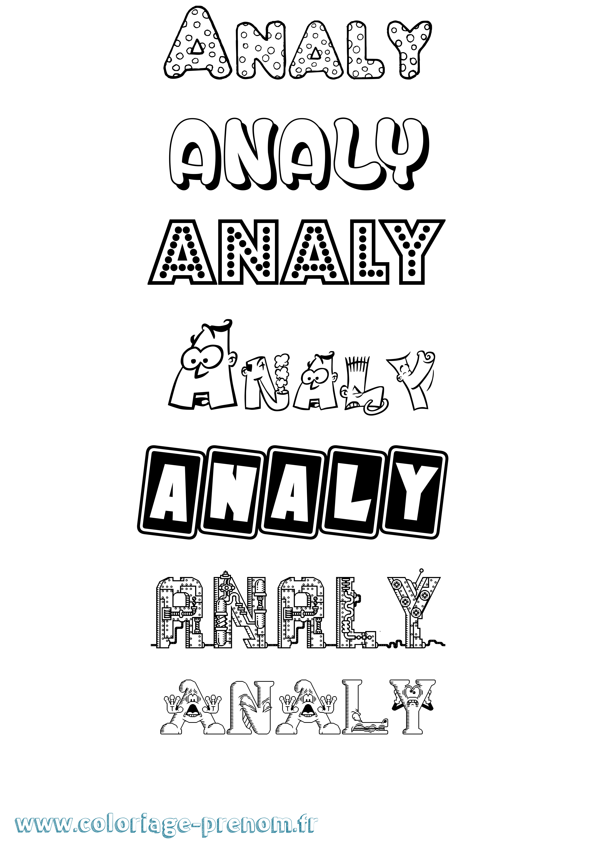 Coloriage prénom Analy Fun