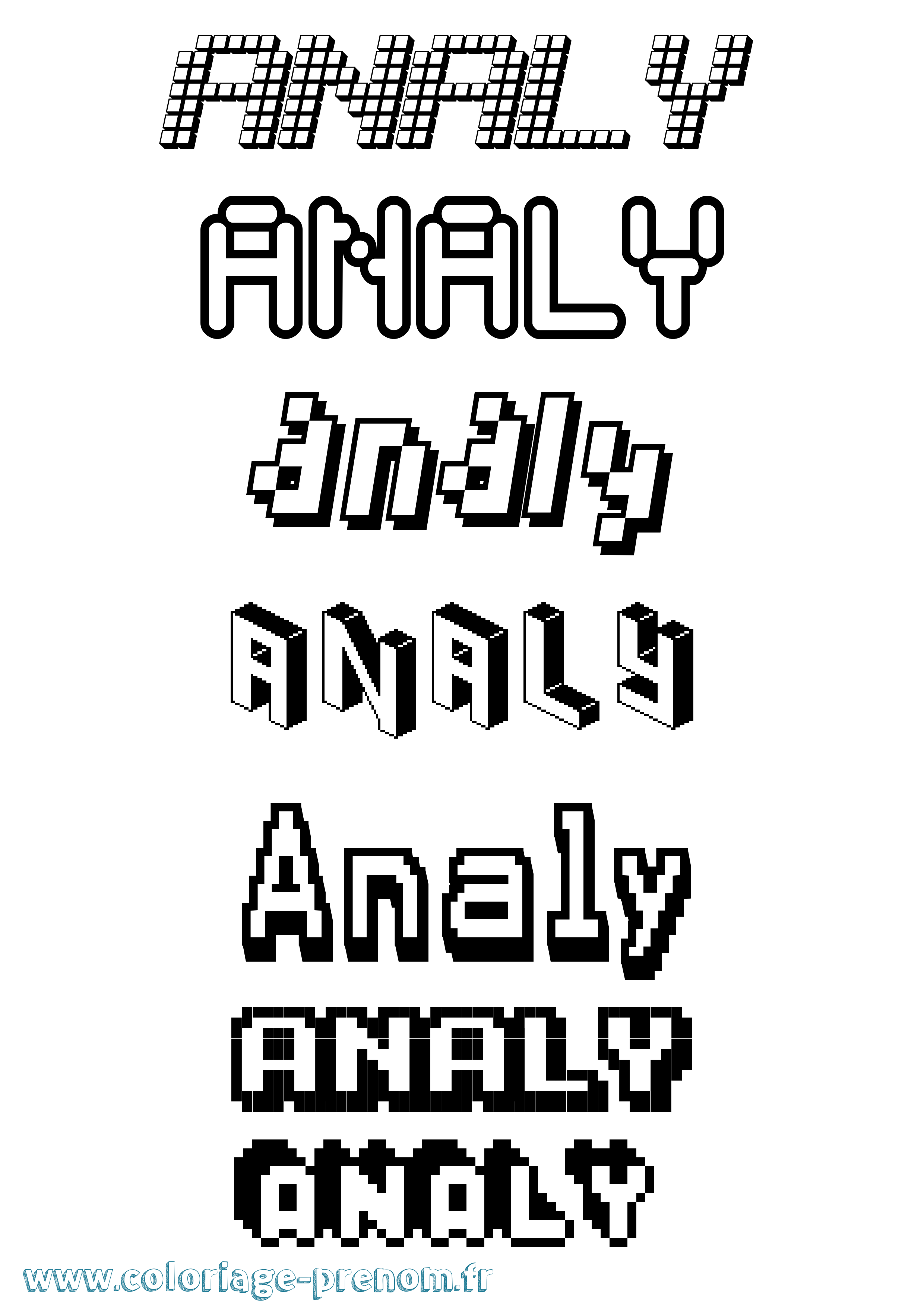 Coloriage prénom Analy Pixel