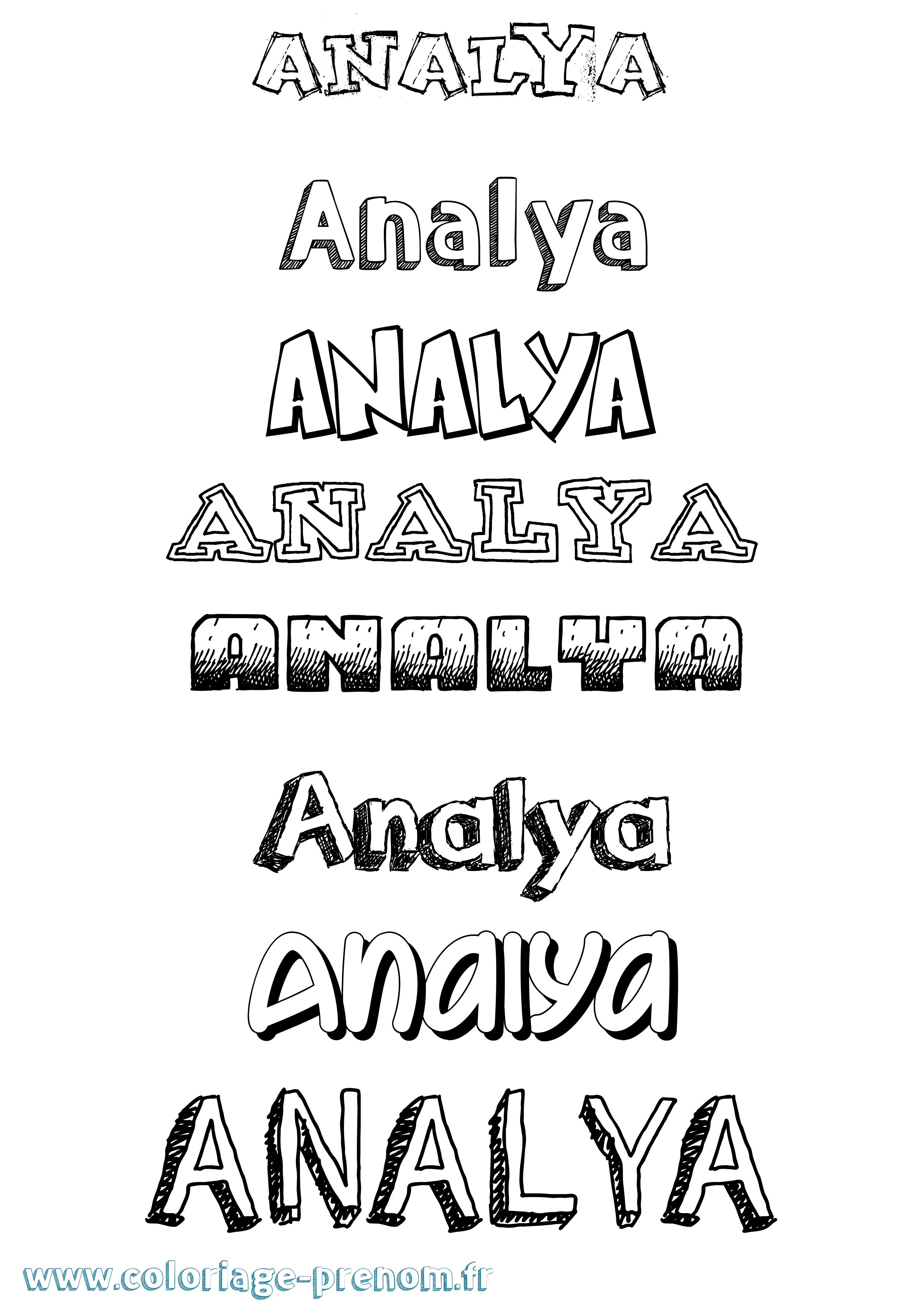 Coloriage prénom Analya Dessiné