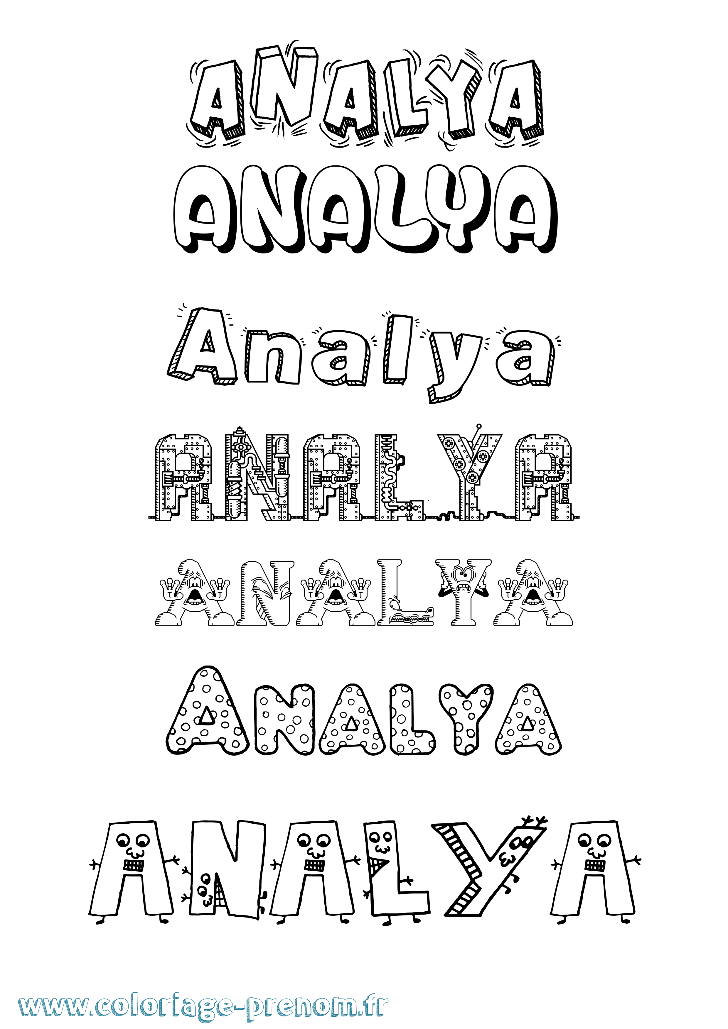 Coloriage prénom Analya Fun