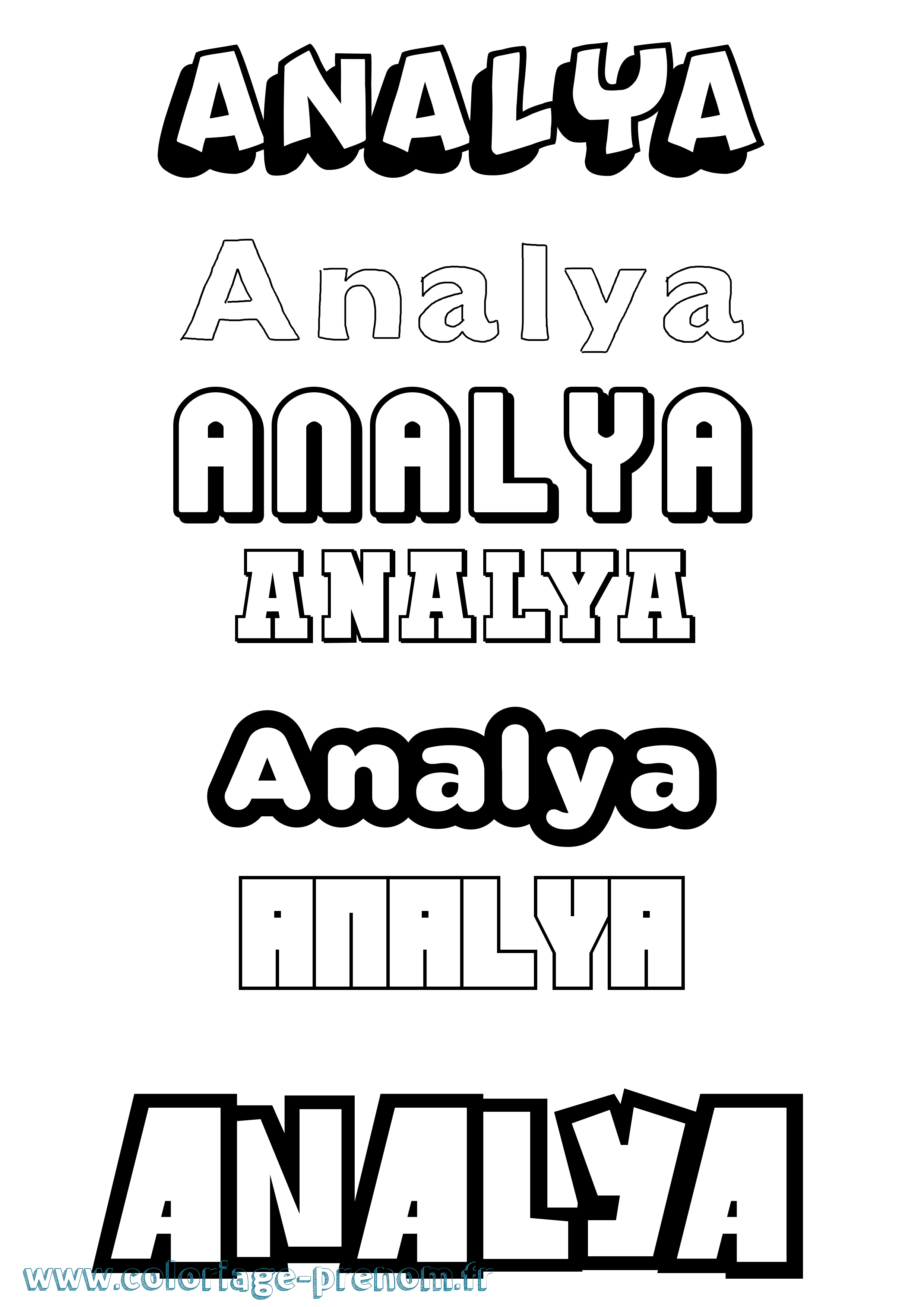 Coloriage prénom Analya Simple