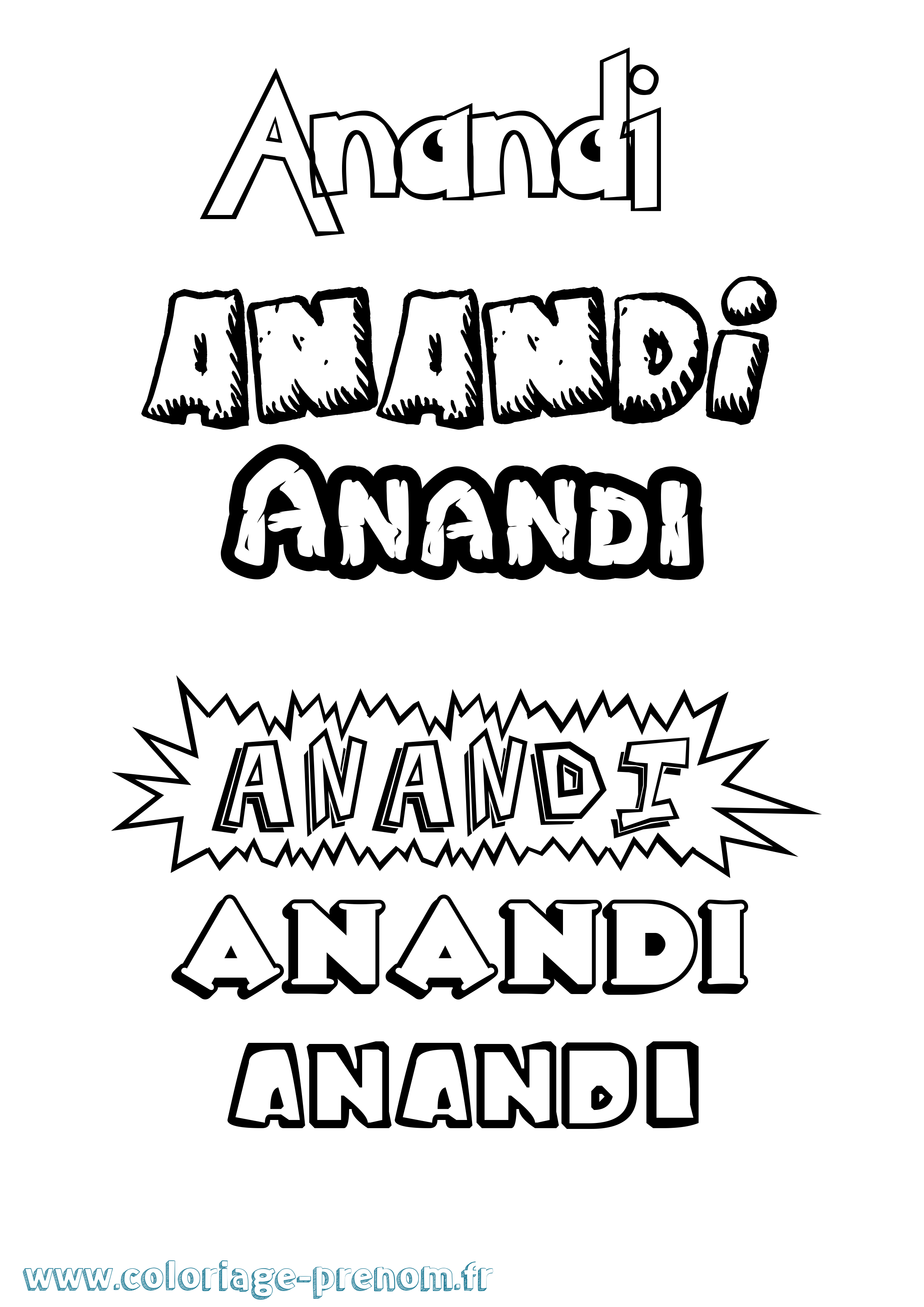 Coloriage prénom Anandi Dessin Animé