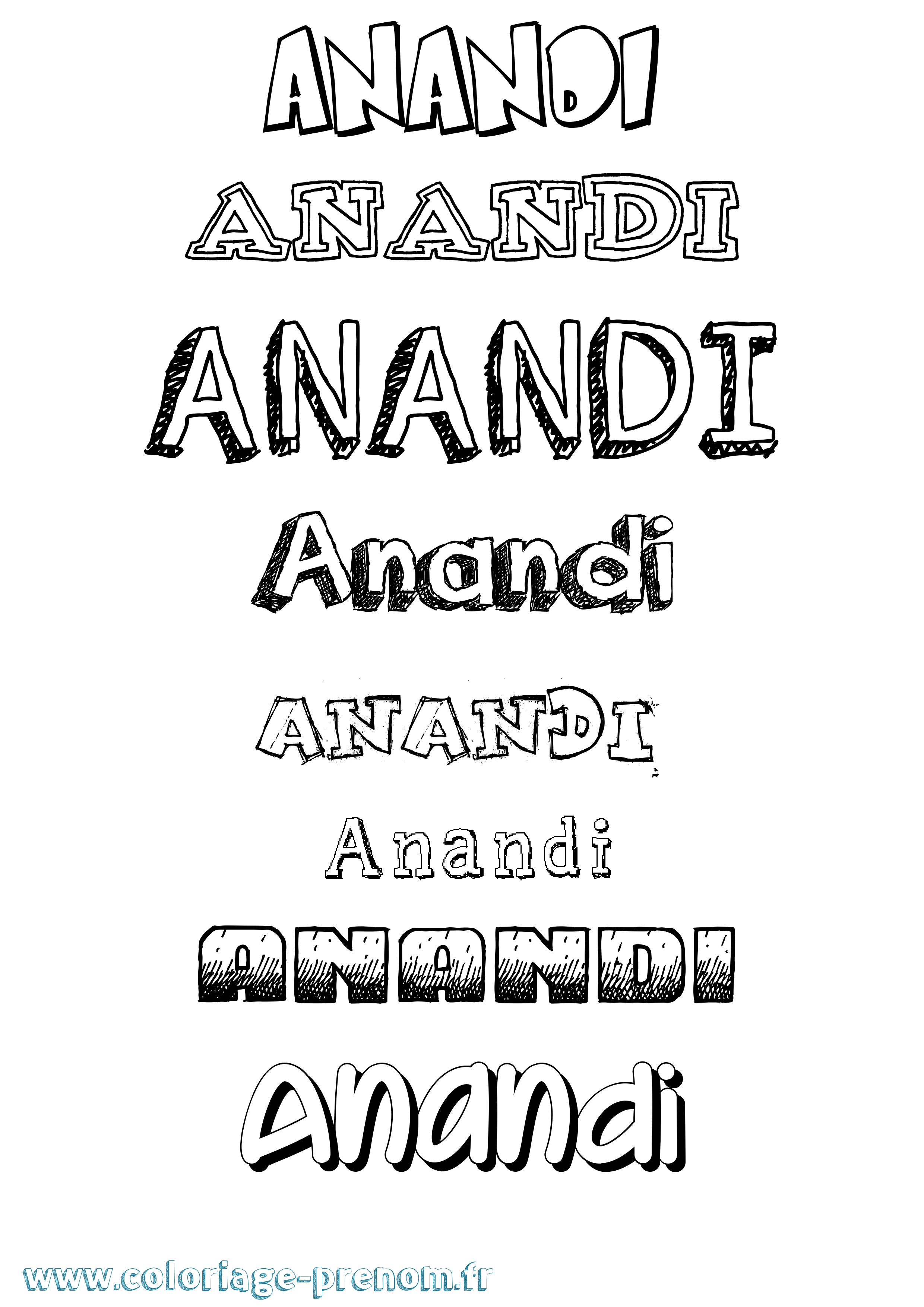Coloriage prénom Anandi Dessiné