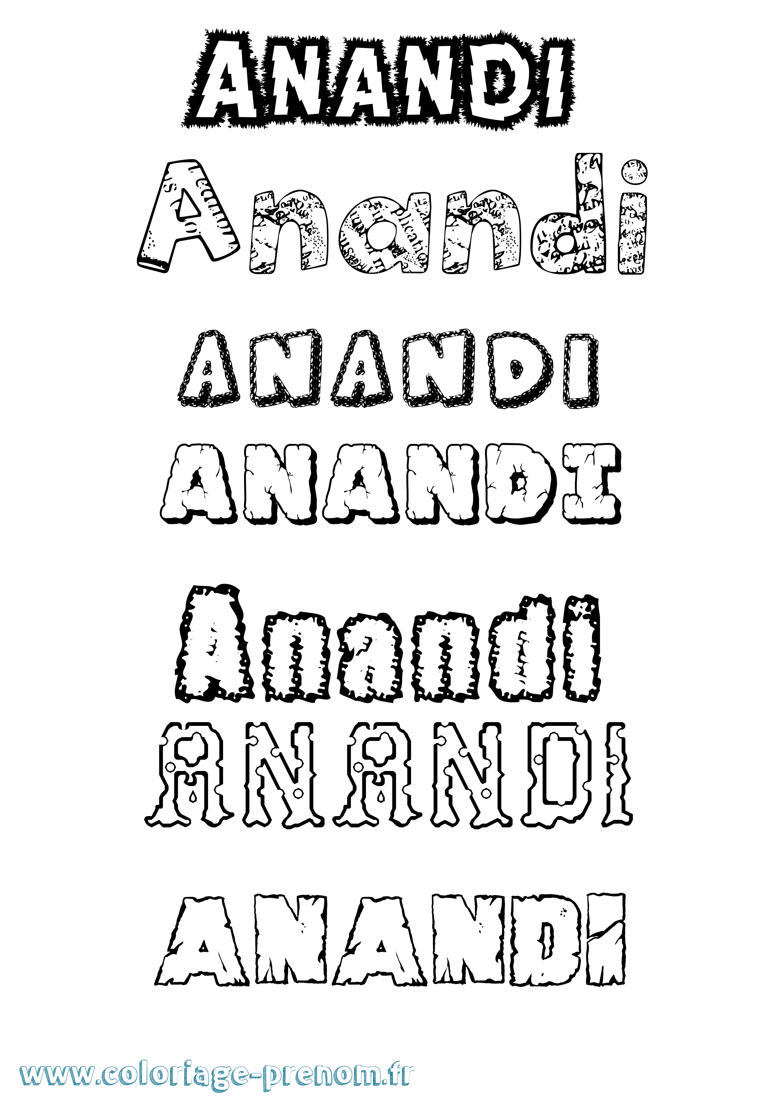Coloriage prénom Anandi Destructuré