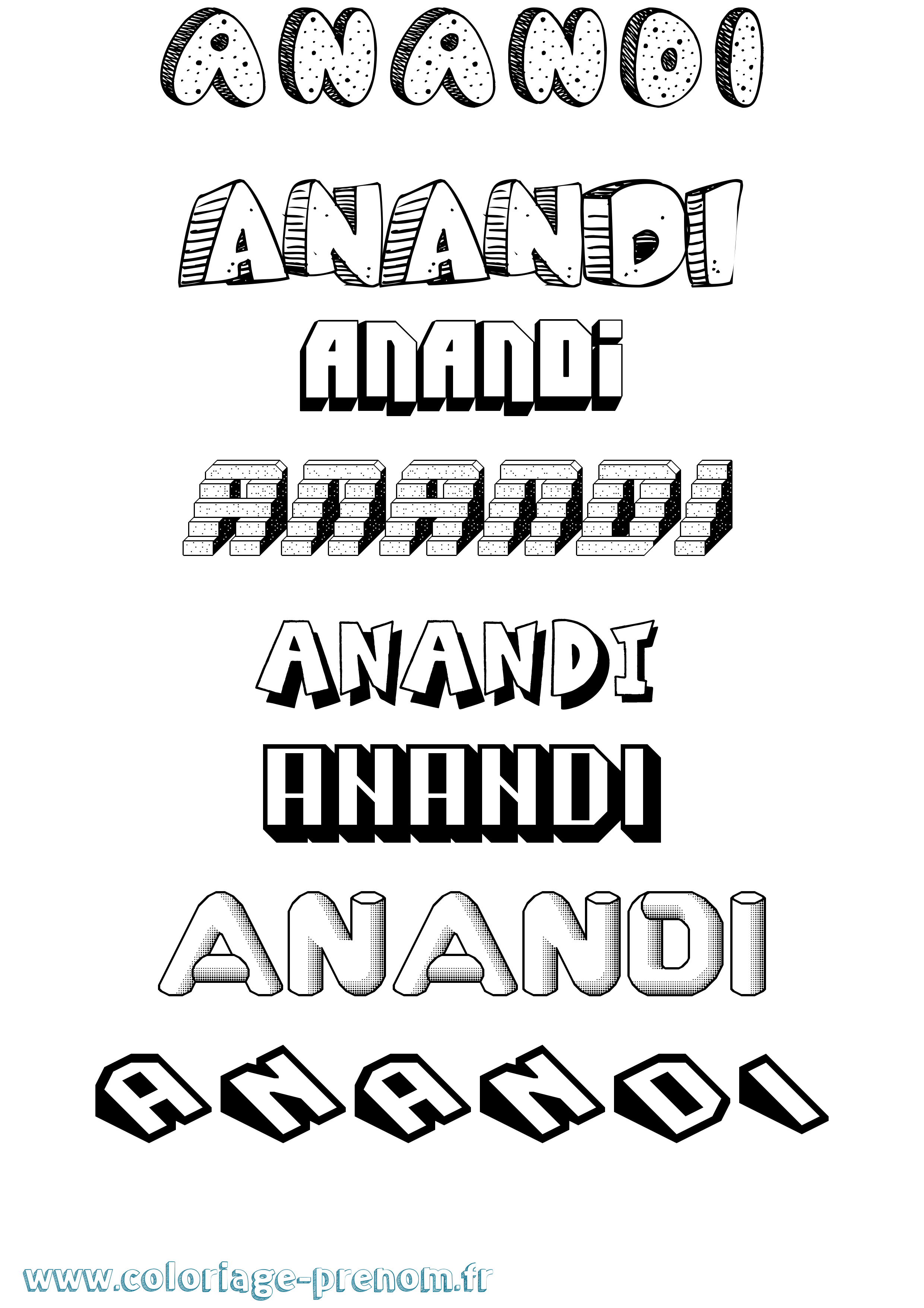 Coloriage prénom Anandi Effet 3D
