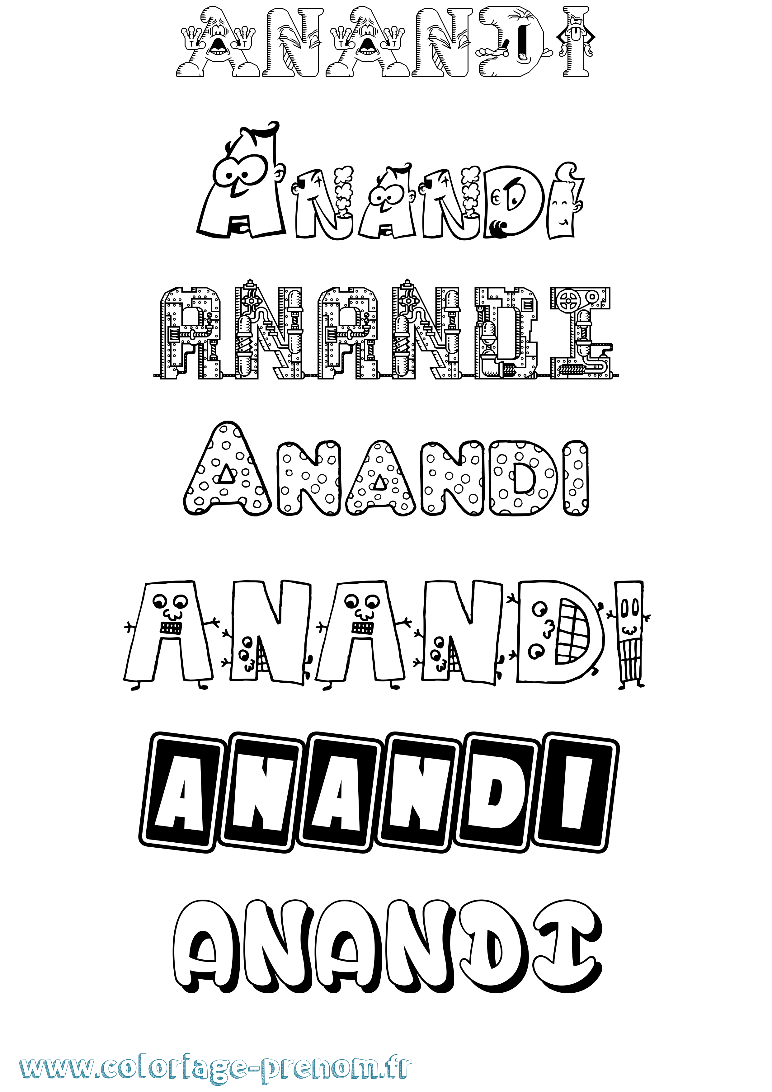 Coloriage prénom Anandi Fun