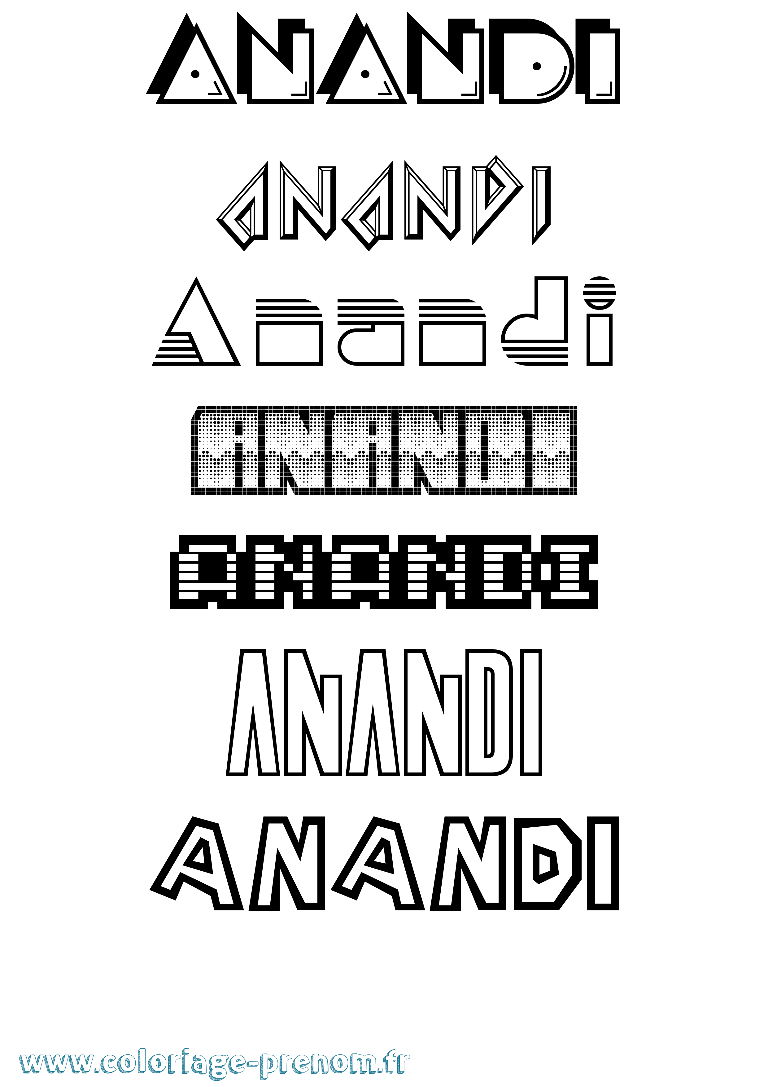 Coloriage prénom Anandi Jeux Vidéos