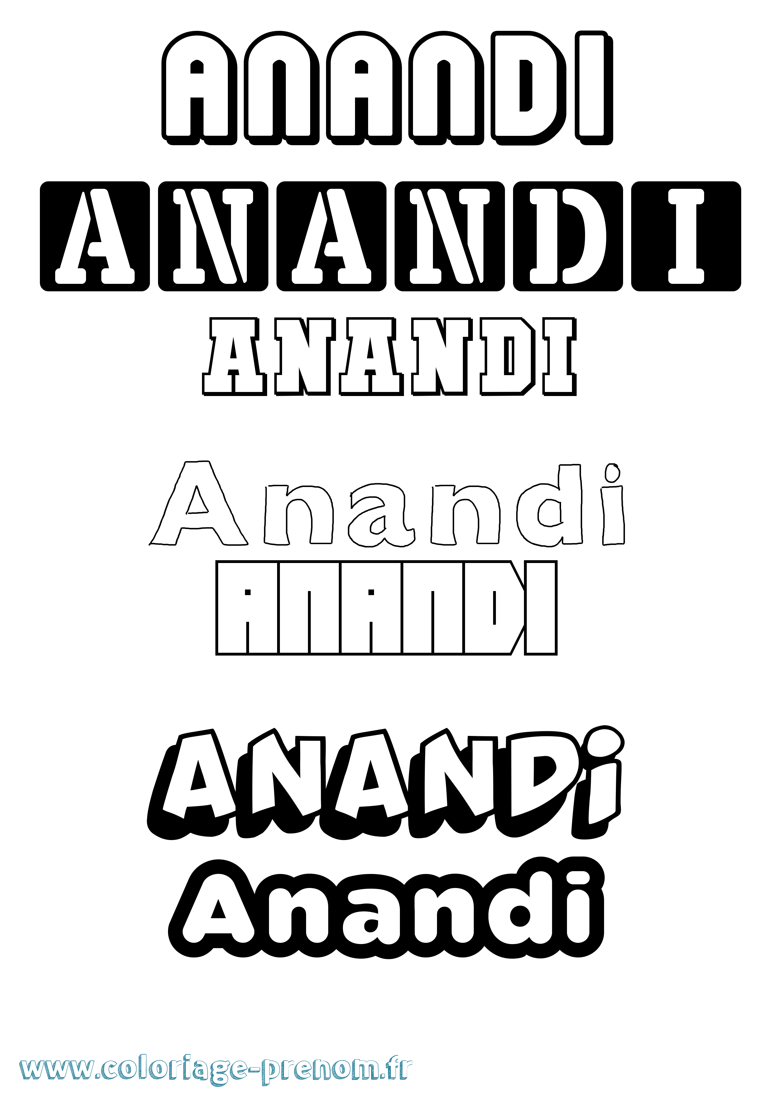 Coloriage prénom Anandi Simple