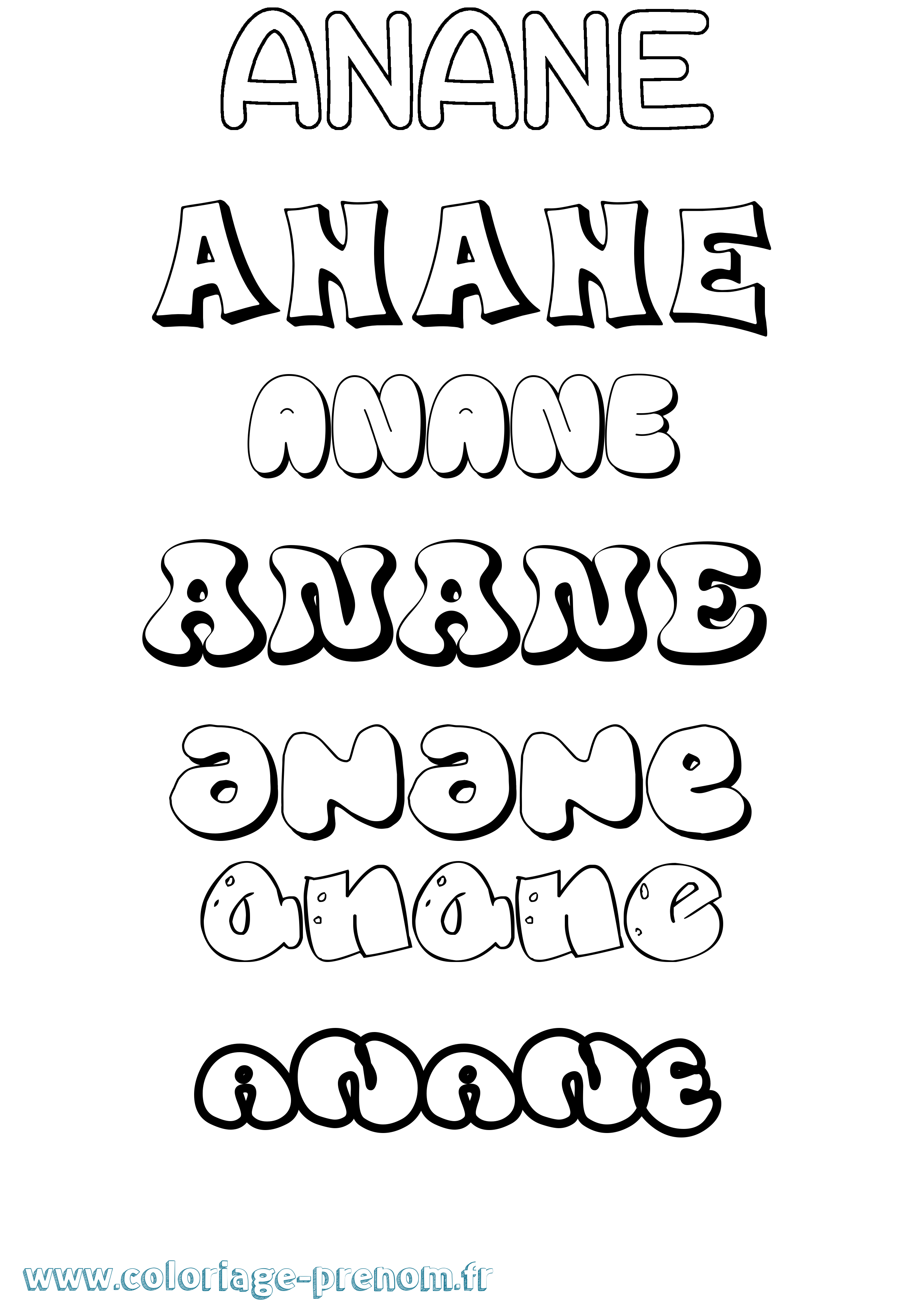 Coloriage Anane Bubble Coloriage prénom Anane Bubble
