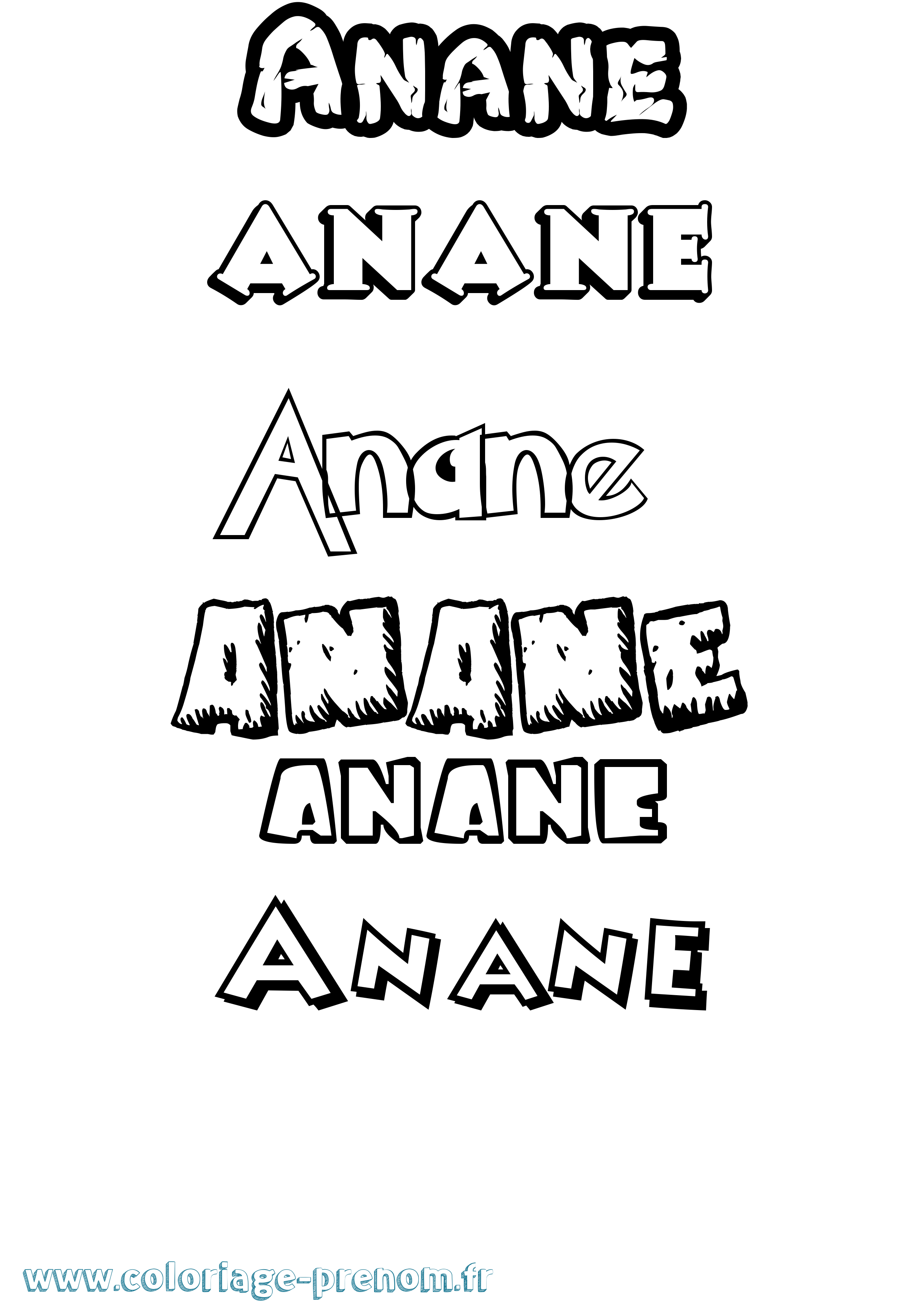 Coloriage prénom Anane Dessin Animé
