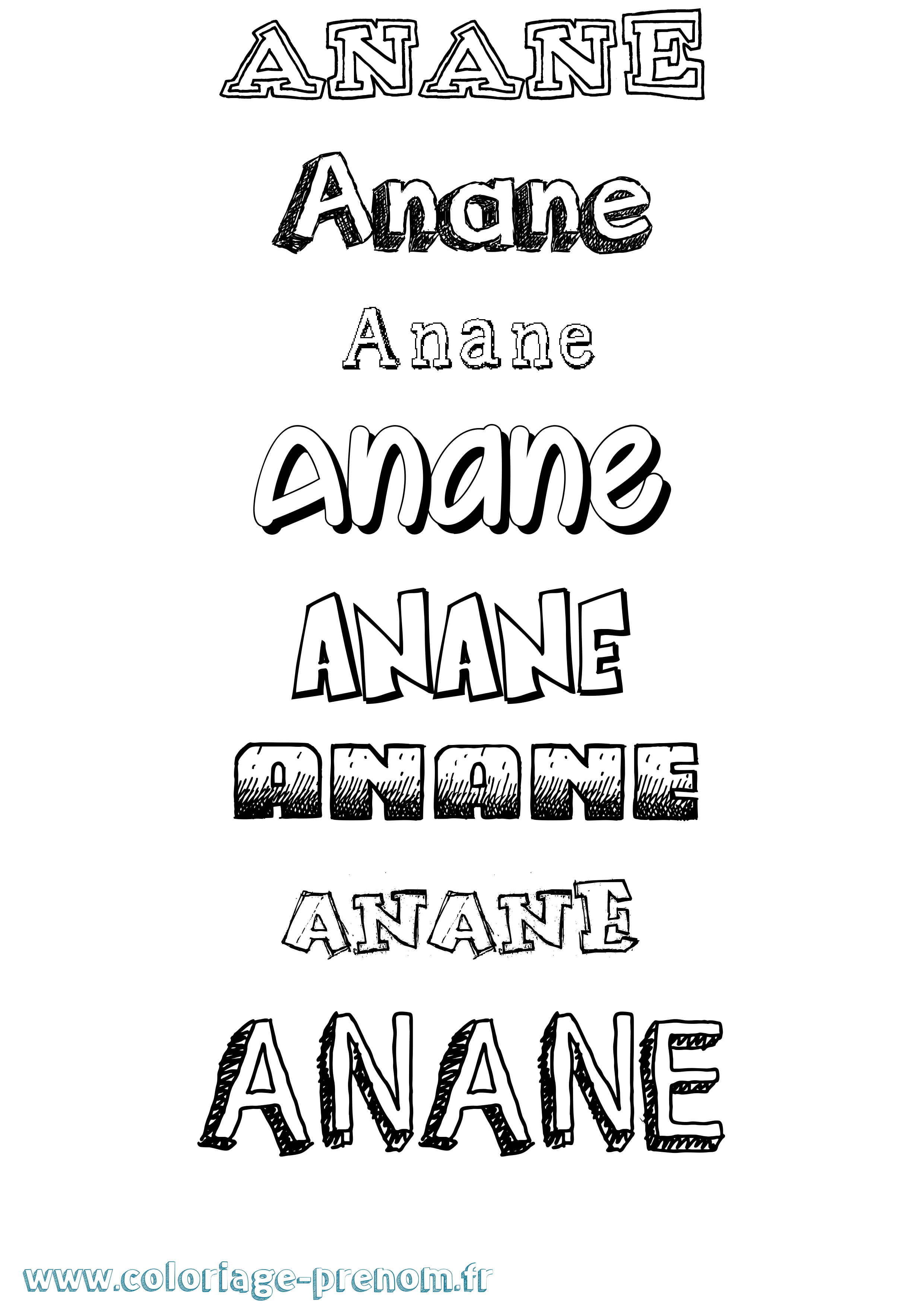 Coloriage prénom Anane Dessiné