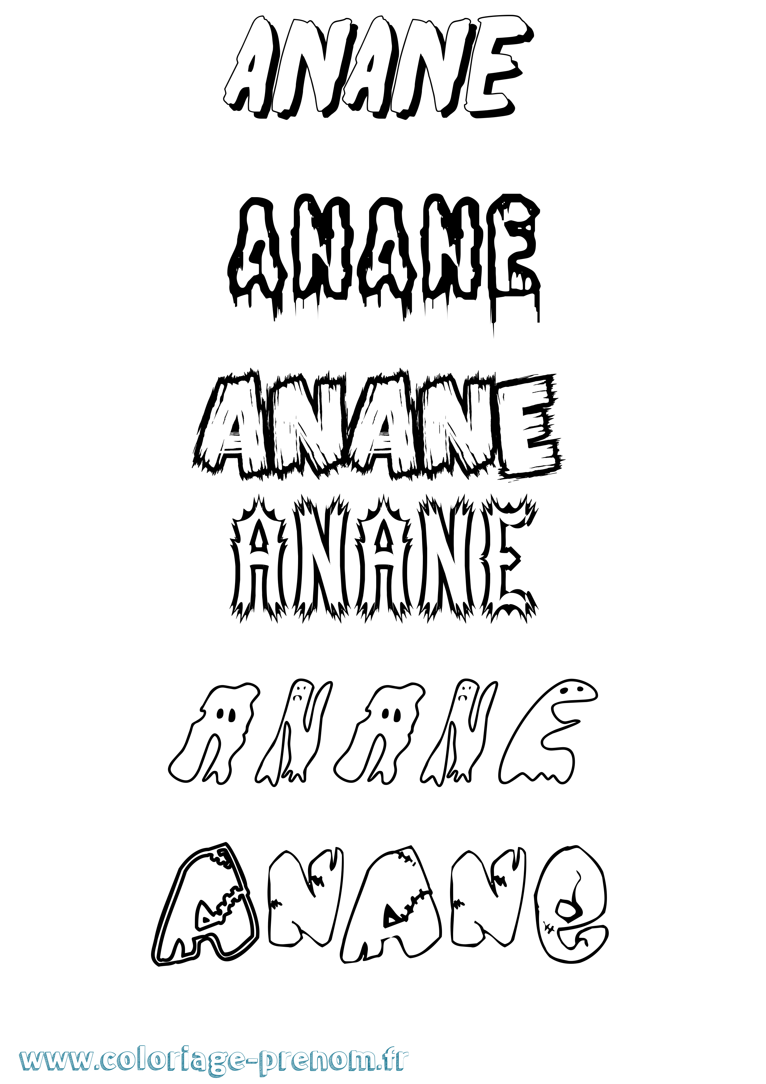 Coloriage prénom Anane Frisson
