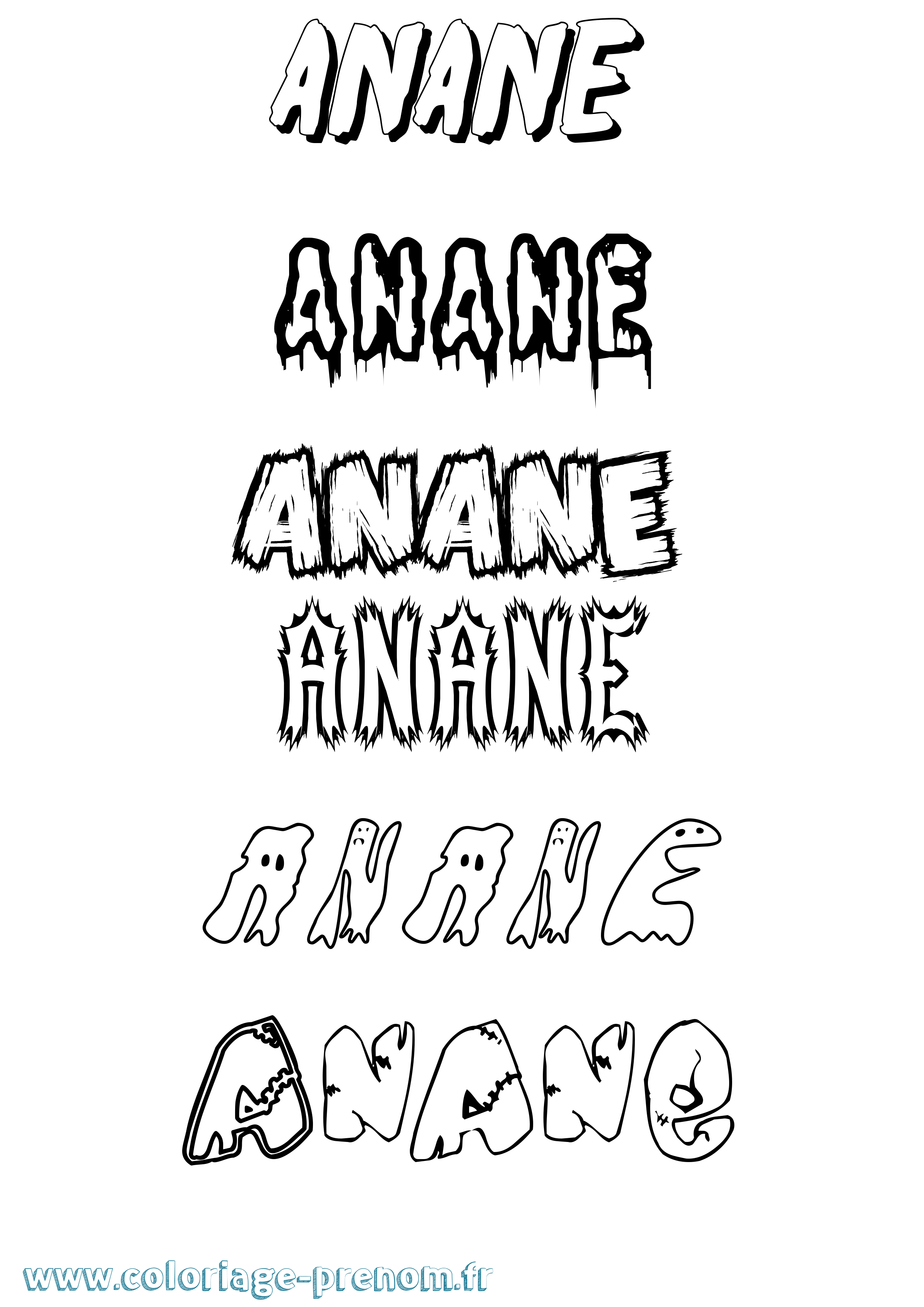 Coloriage Anane Frisson Coloriage prénom Anane Frisson