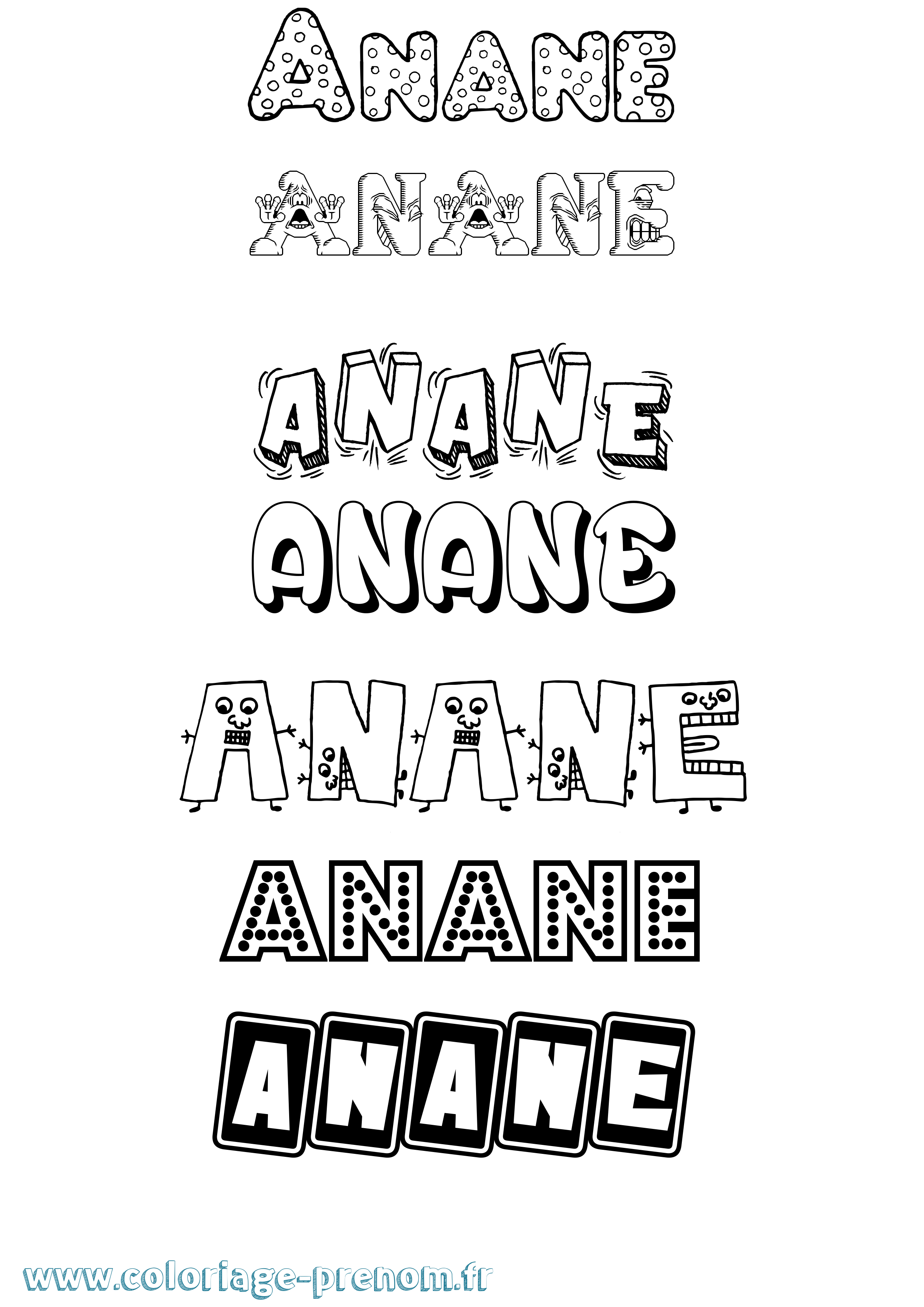 Coloriage Anane Fun Coloriage prénom Anane Fun