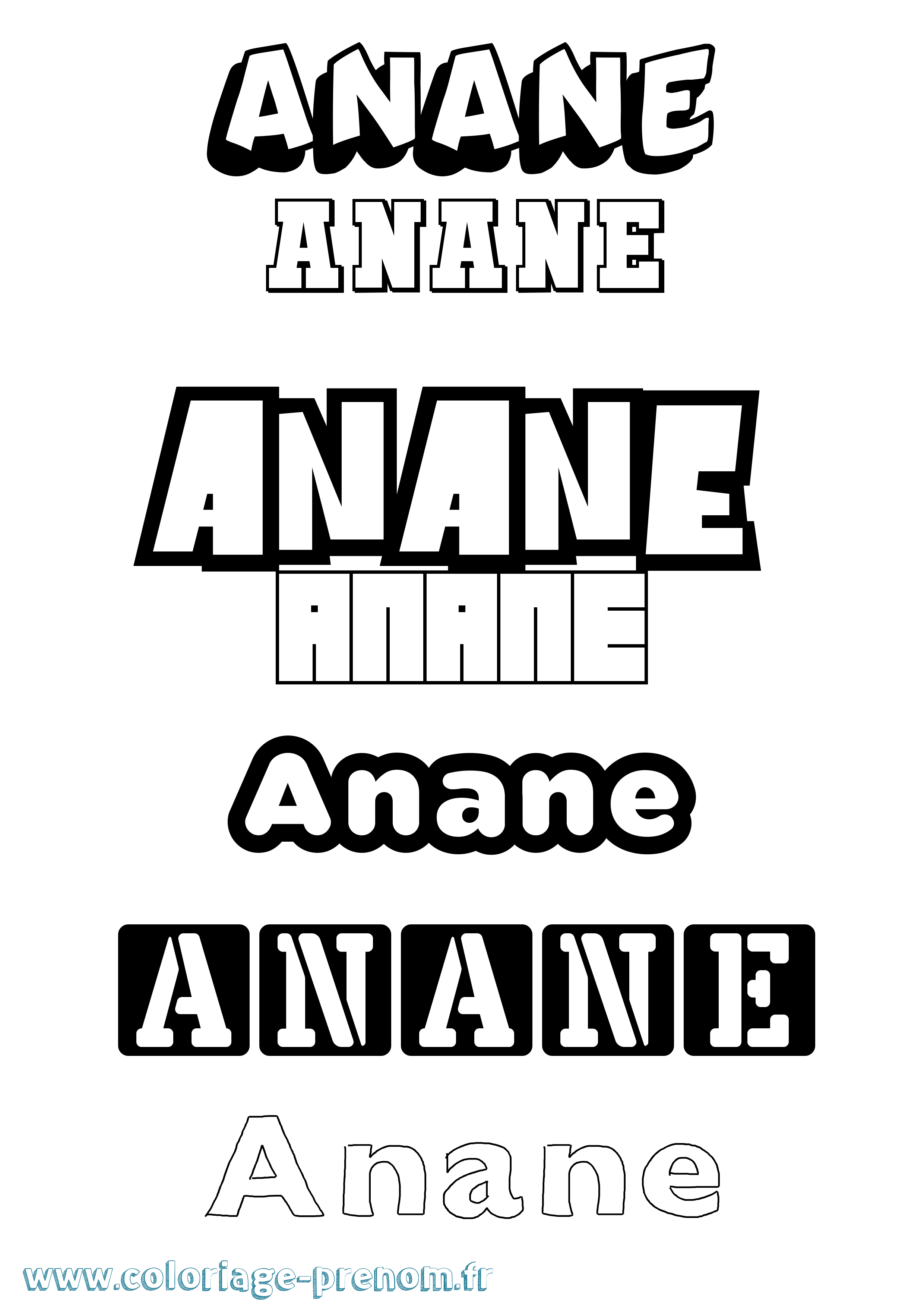 Coloriage Anane Simple Coloriage prénom Anane Simple