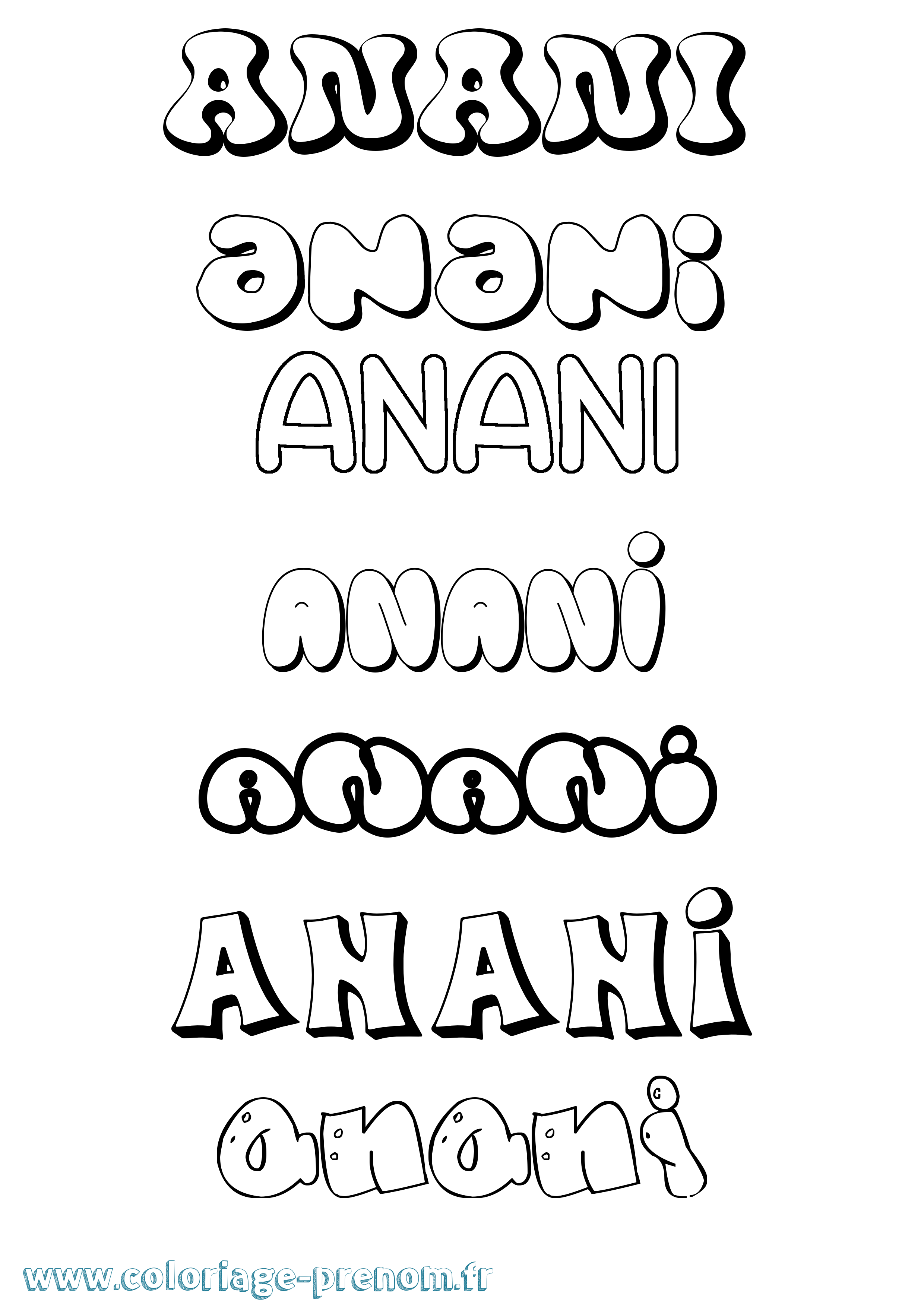 Coloriage prénom Anani Bubble