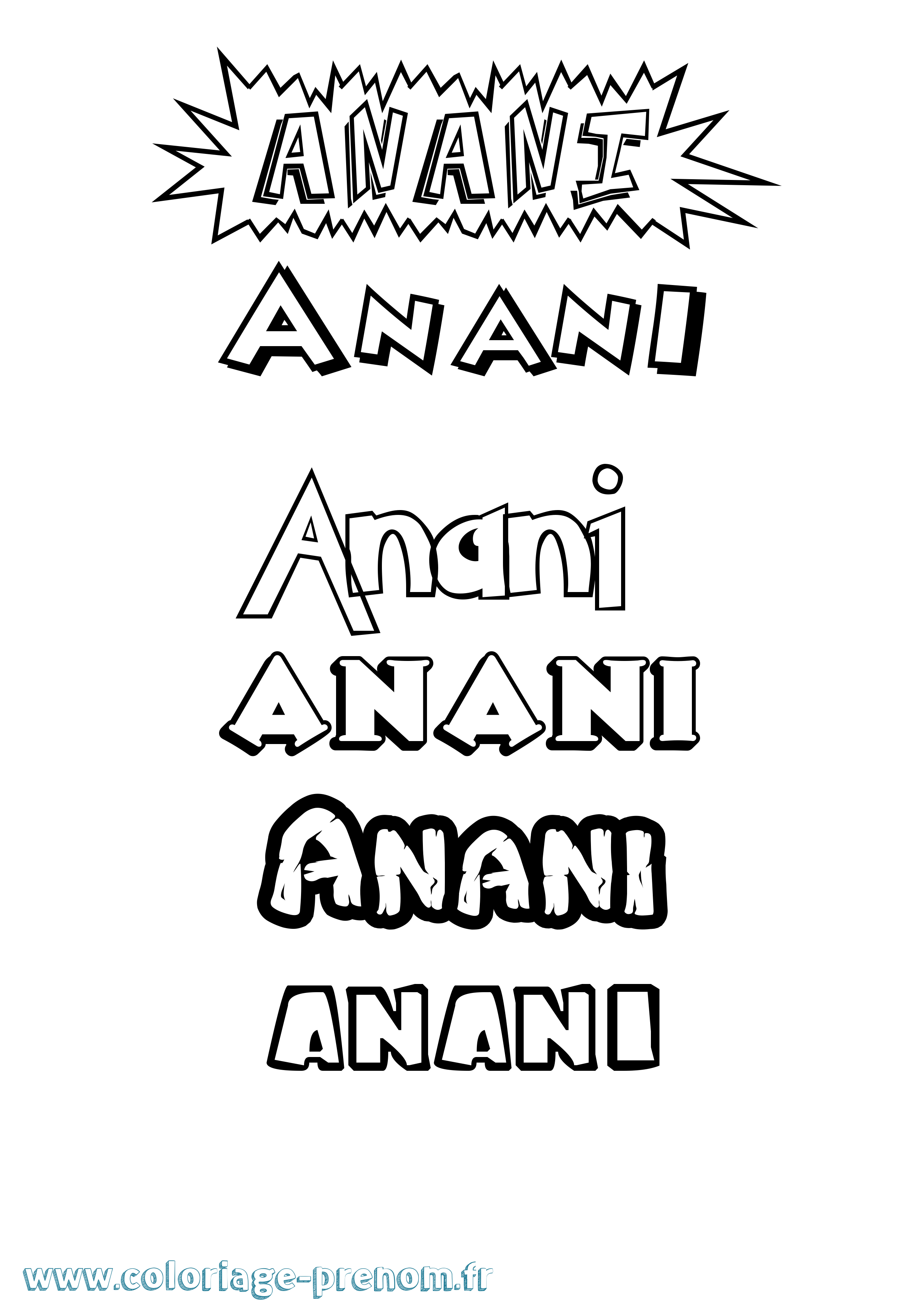 Coloriage prénom Anani Dessin Animé