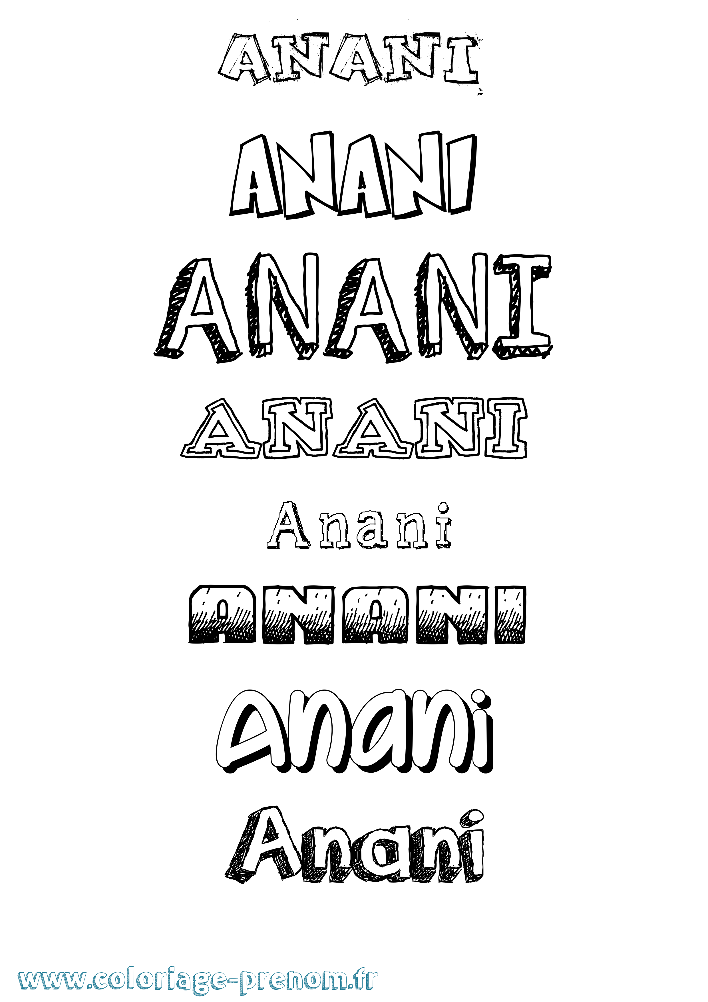 Coloriage prénom Anani Dessiné