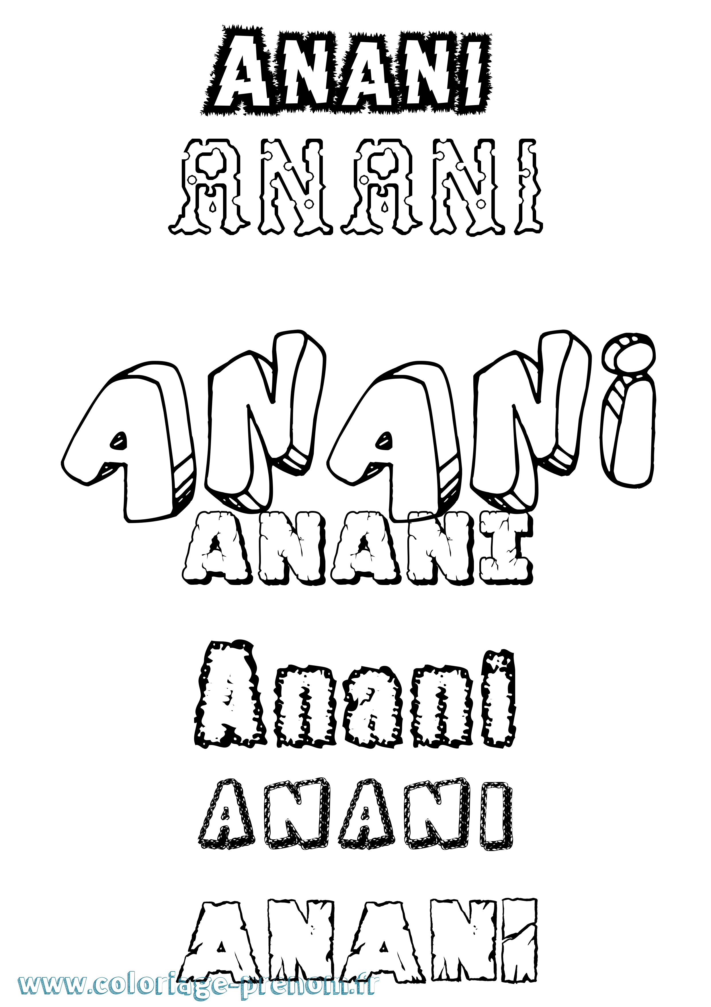 Coloriage prénom Anani Destructuré