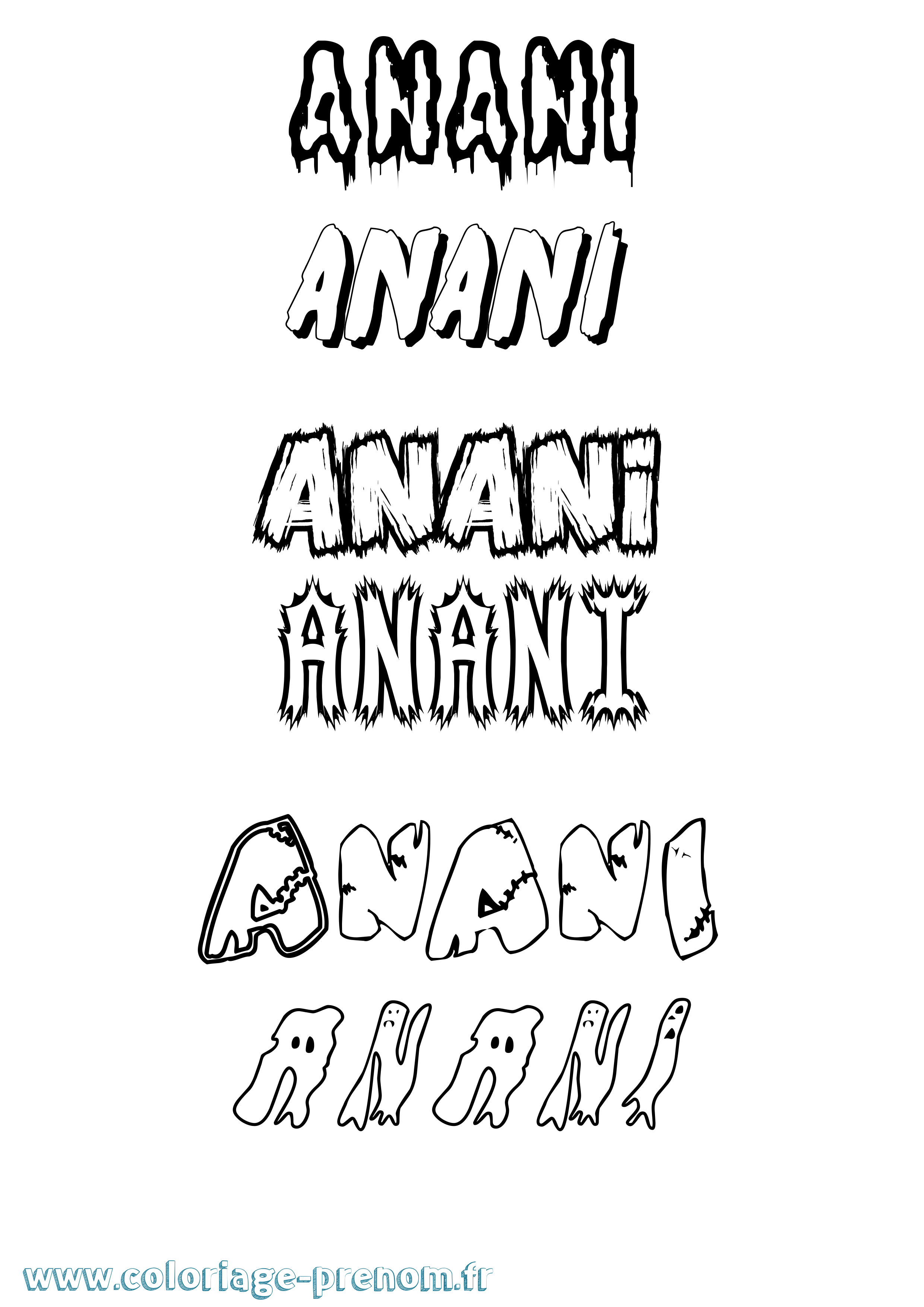 Coloriage prénom Anani Frisson