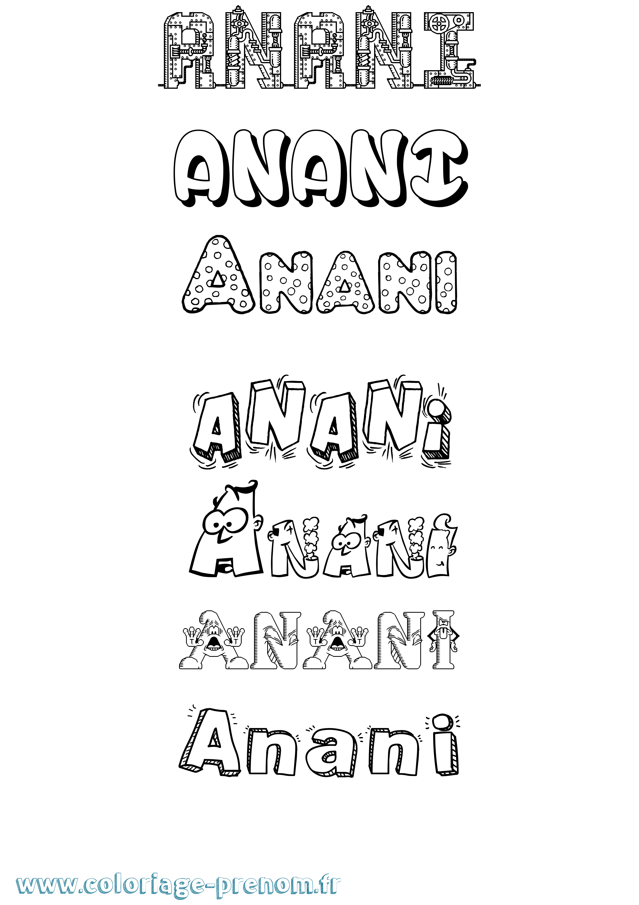 Coloriage prénom Anani Fun