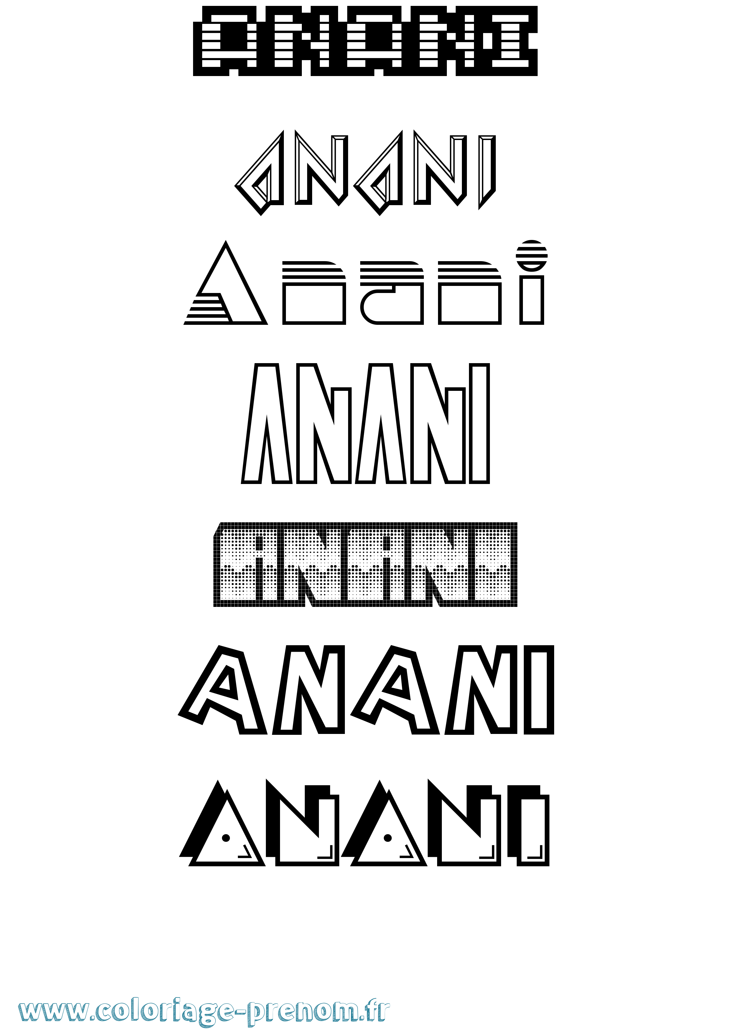 Coloriage prénom Anani Jeux Vidéos