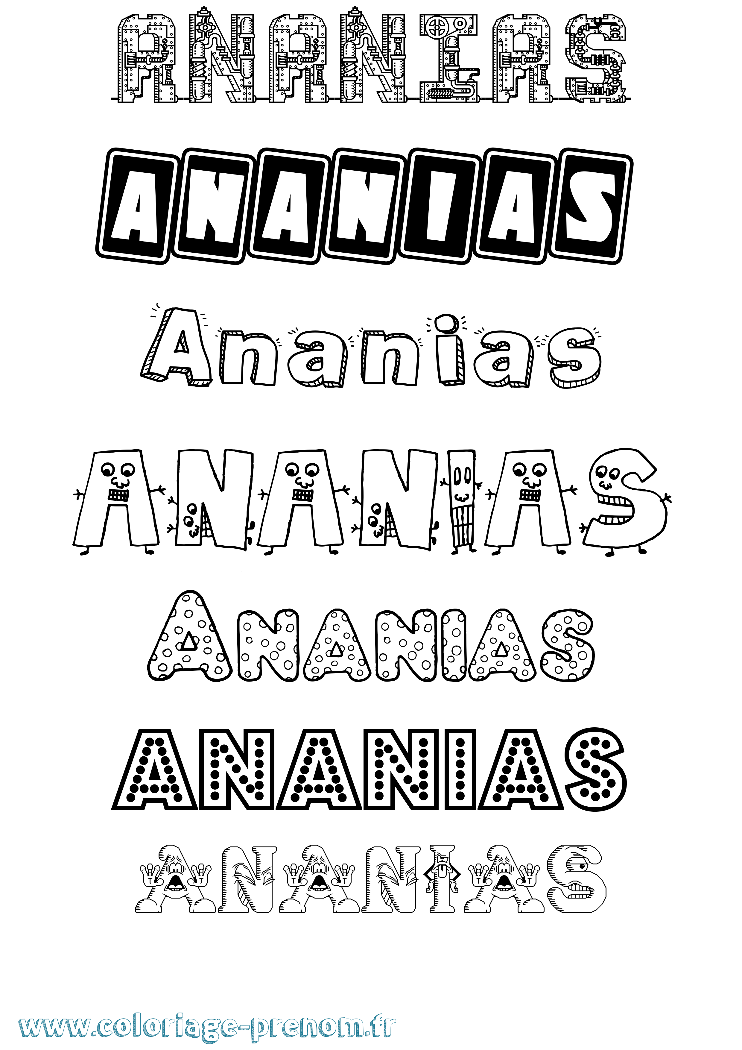 Coloriage prénom Ananias Fun